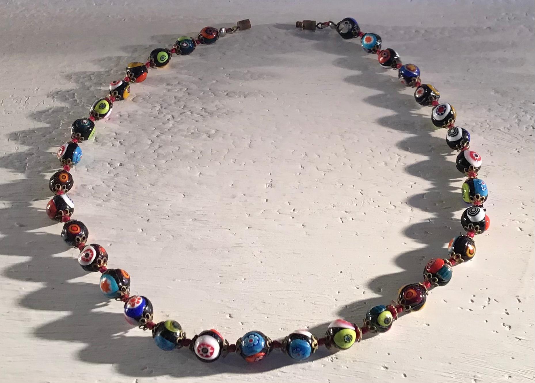 Fratelli Toso “ Murrine”  “ Choker /Necklace “ Murano Glass Silver Metal 1958 I For Sale 5