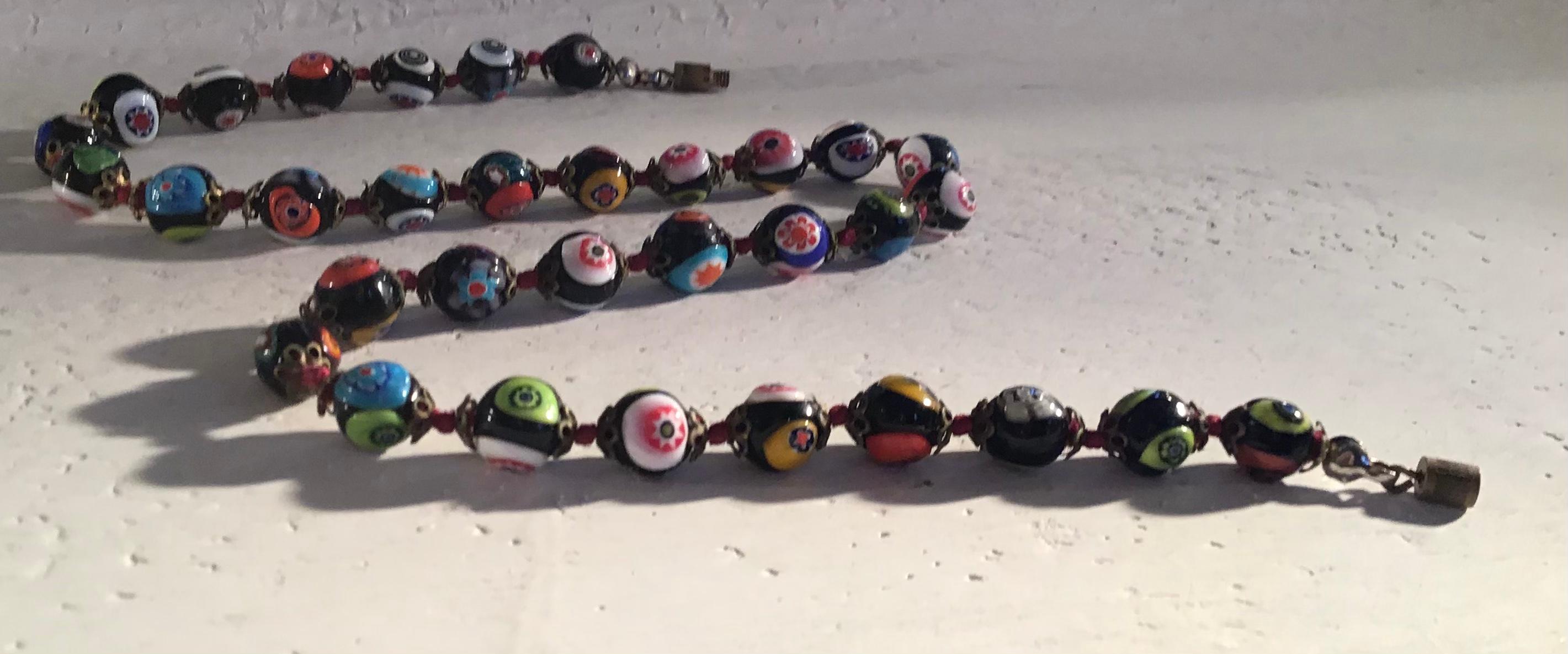 Fratelli Toso “ Murrine”  “ Choker /Necklace “ Murano Glass Silver Metal 1958 I For Sale 12