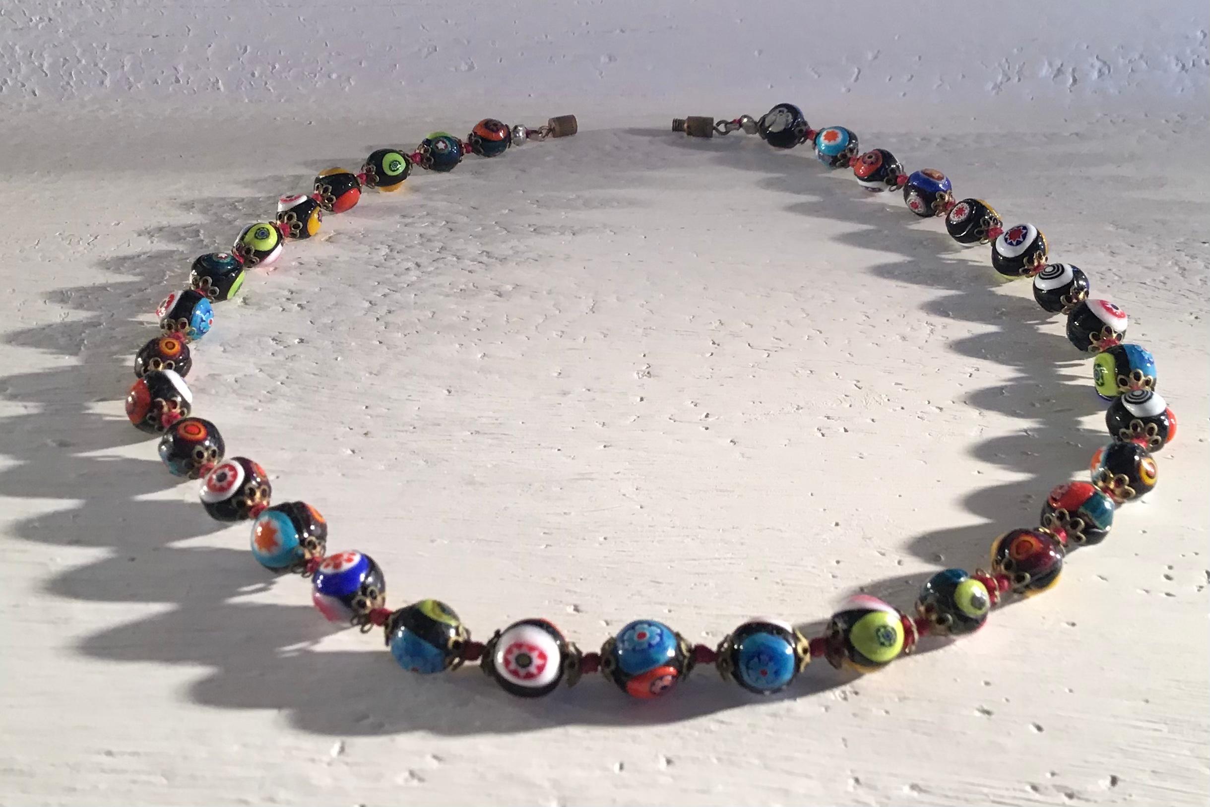 Fratelli Toso Murrine “ Choker/Necklace “ Murano Glass Silver Metal 1958 Italy.