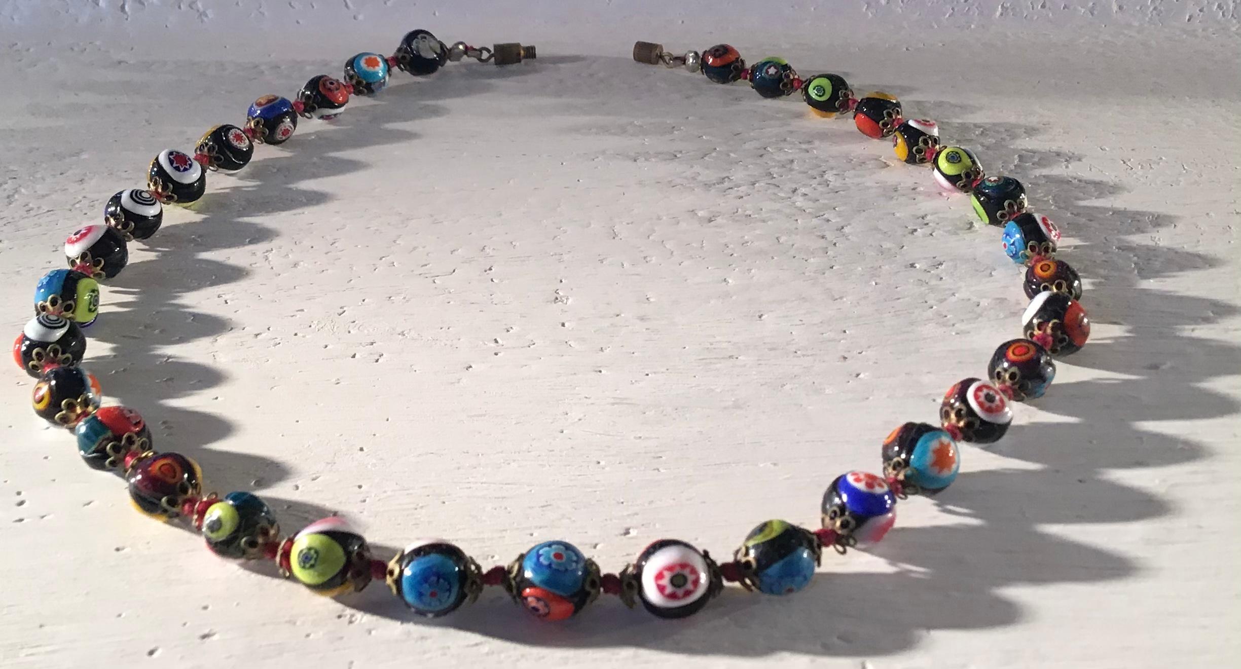 Other Fratelli Toso “ Murrine”  “ Choker /Necklace “ Murano Glass Silver Metal 1958 I For Sale