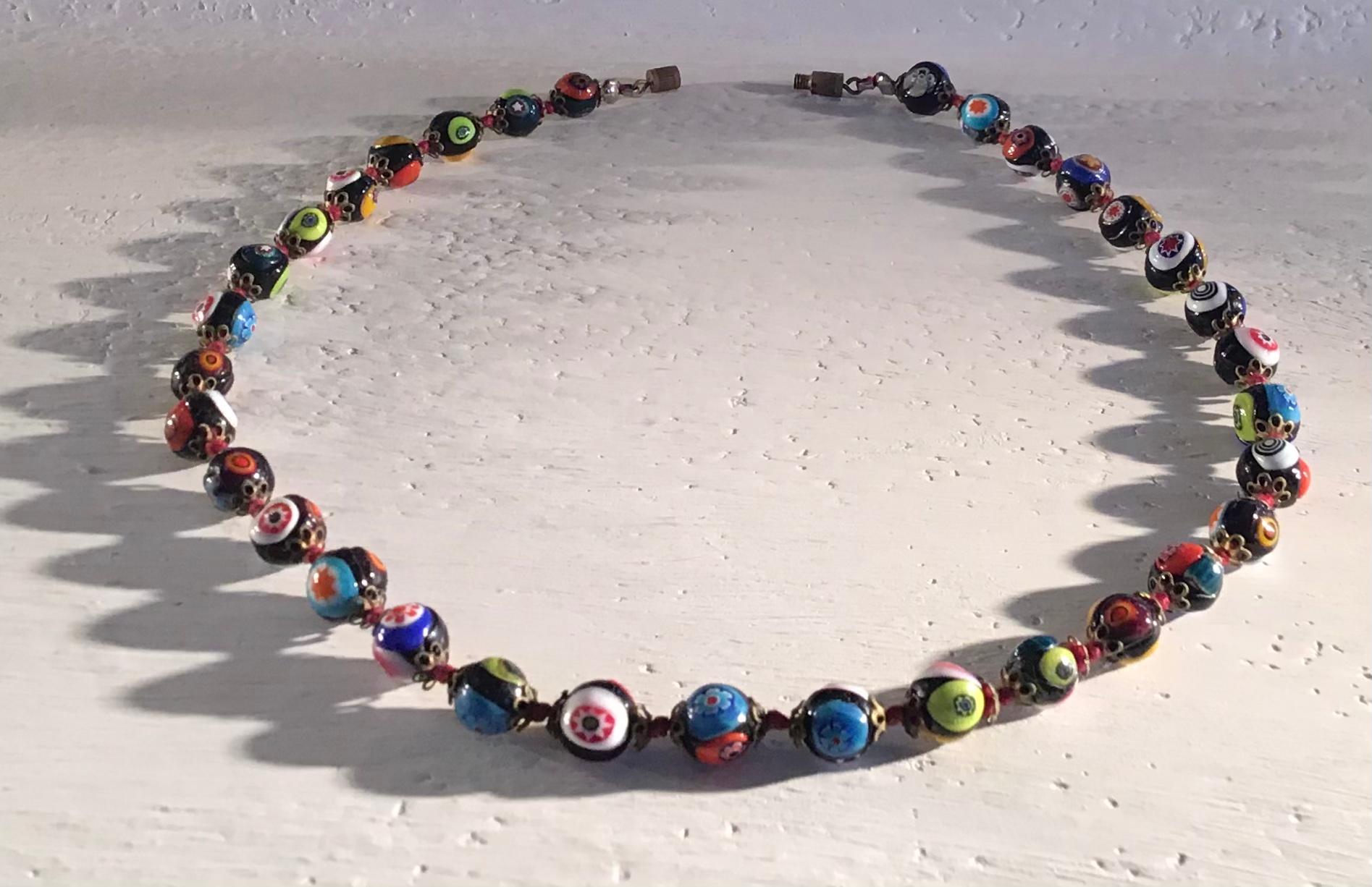 Fratelli Toso “ Murrine”  “ Choker /Necklace “ Murano Glass Silver Metal 1958 I For Sale 1