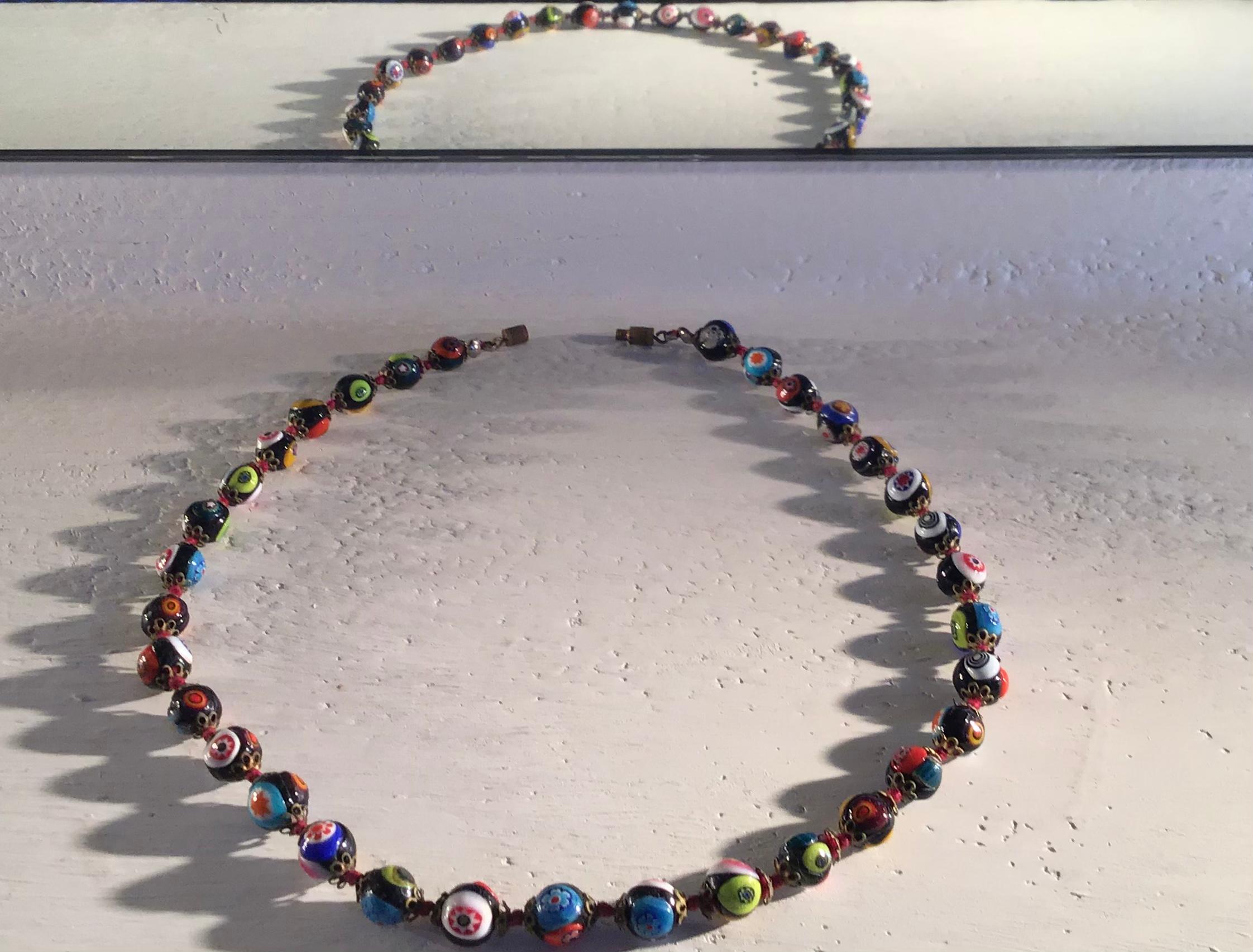 Fratelli Toso “ Murrine”  “ Choker /Necklace “ Murano Glass Silver Metal 1958 I For Sale 2