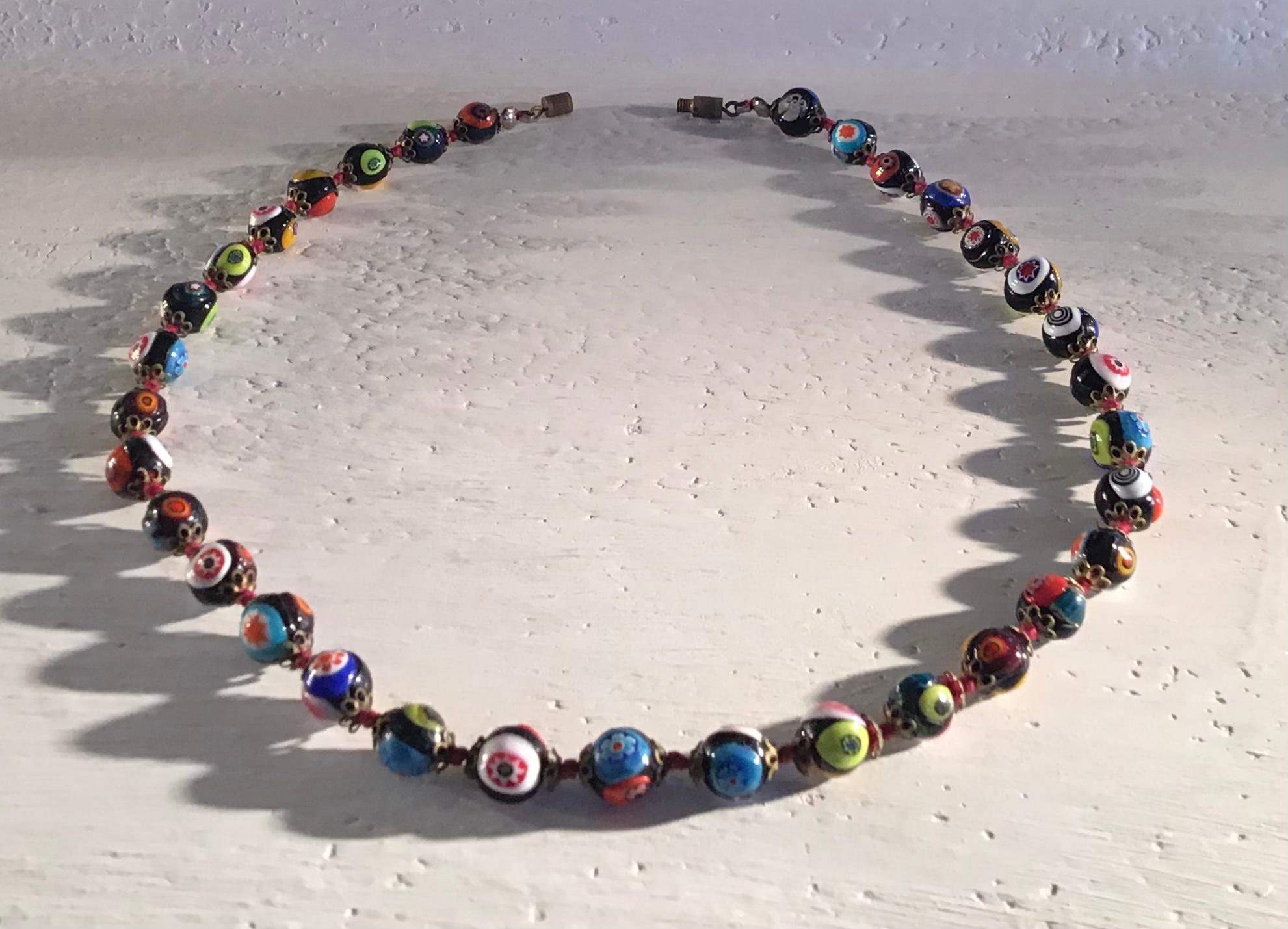 Fratelli Toso “ Murrine”  “ Choker /Necklace “ Murano Glass Silver Metal 1958 I For Sale 3