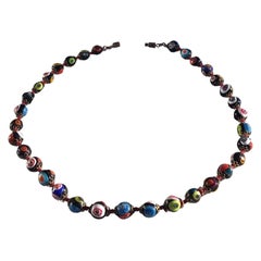 Fratelli Toso " Murrine"  " Girocollo " Vetro di Murano Argento Metallo 1958 I