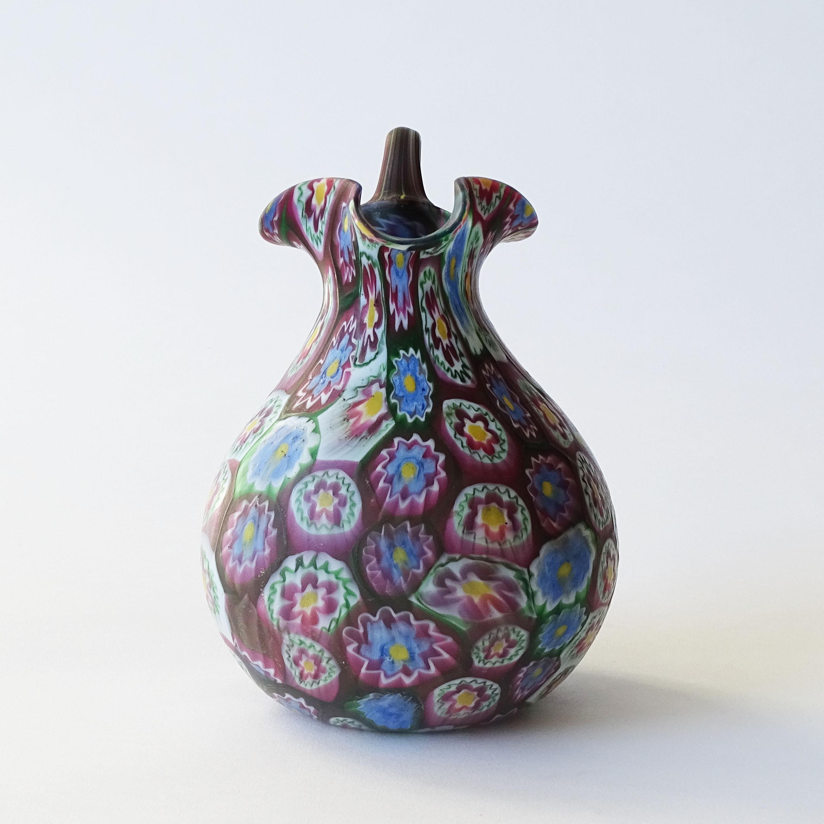 Italian Fratelli Toso 'Murrine' Murano Glass Jug, Italy For Sale