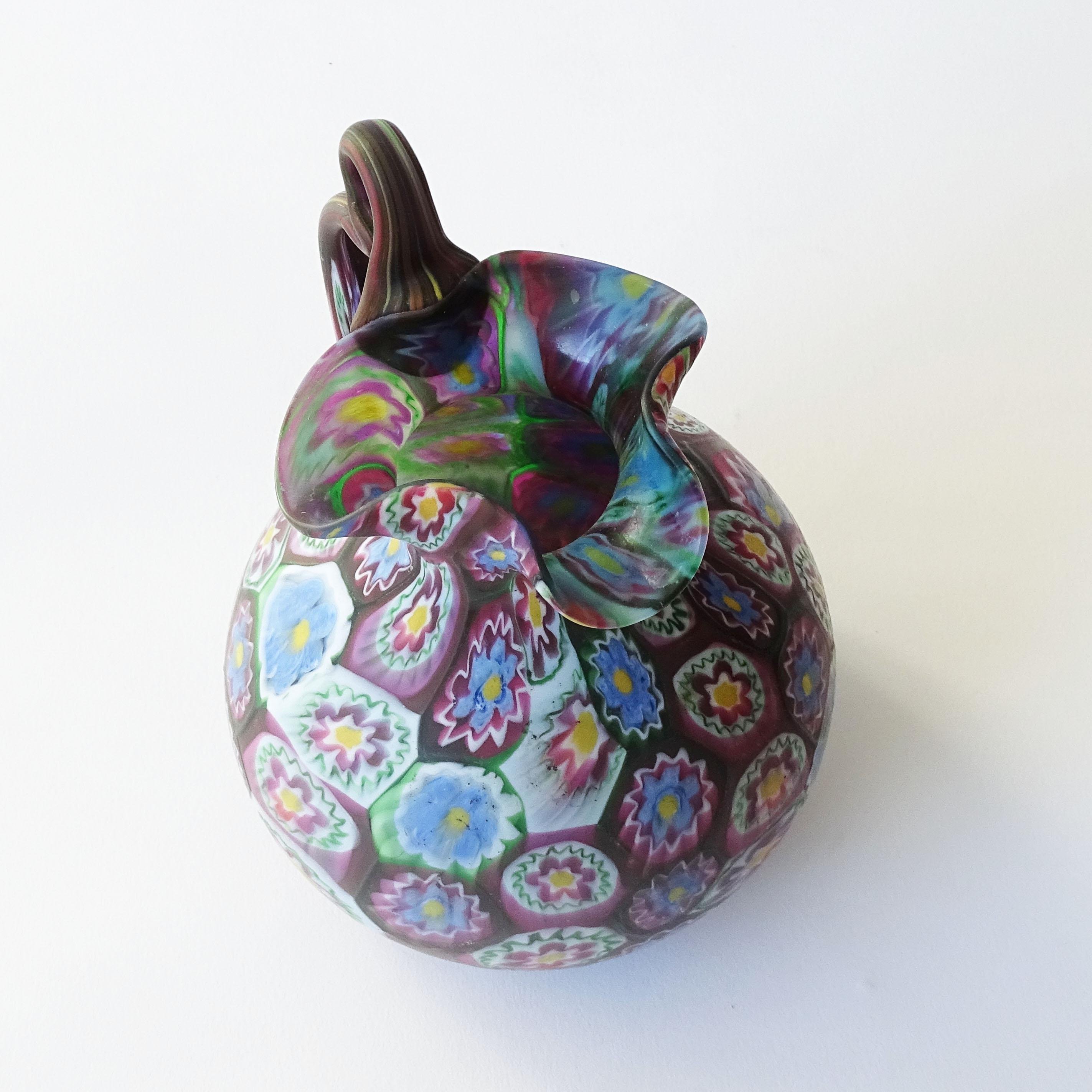 Fratelli Toso 'Murrine' Murano Glass Jug, Italy In Excellent Condition For Sale In Milan, IT
