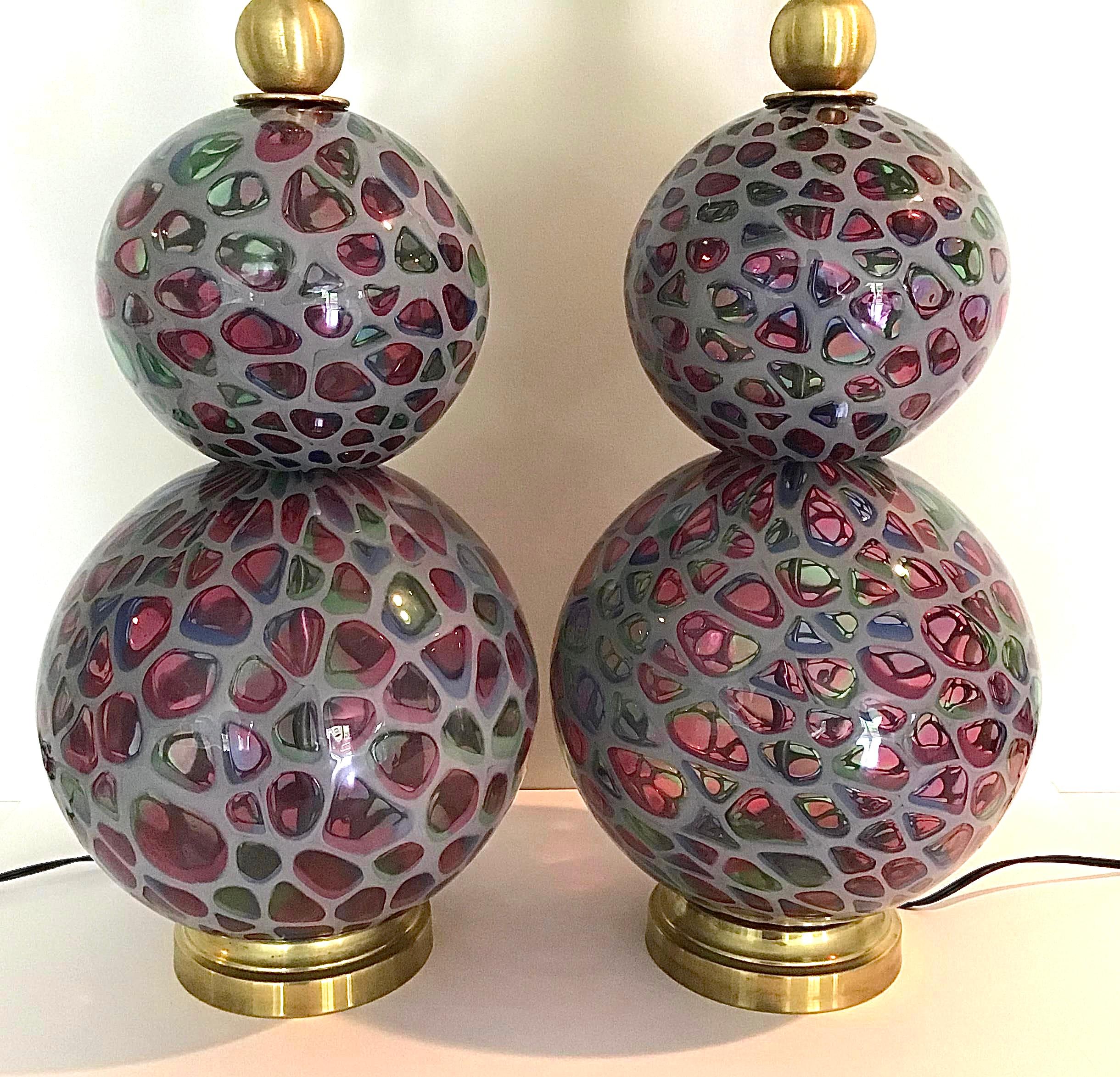 Rare pair of Tiffany Nerox Murrine lamps by Fratelli Toso circa 1950’s. Glass alone height is 16 inches. 

Fratelli Toso’s most relevant contribution to Murano’s glassmaking history is their beautiful murrine (or millefiori). As ancient as this