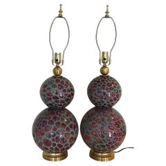 Fratelli Toso Murrine Murano Pair of Tiffany Nerox Lamps, Mid Century Modern