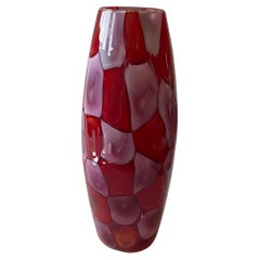 Fratelli Toso Nerox Murano Glass Alternating Color Murrine Vase Red and Purple