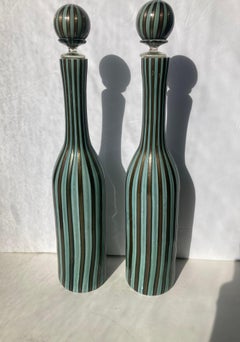 Fratelli & Toso Pair Murano Glass Decanters/Bottles with Stoppers