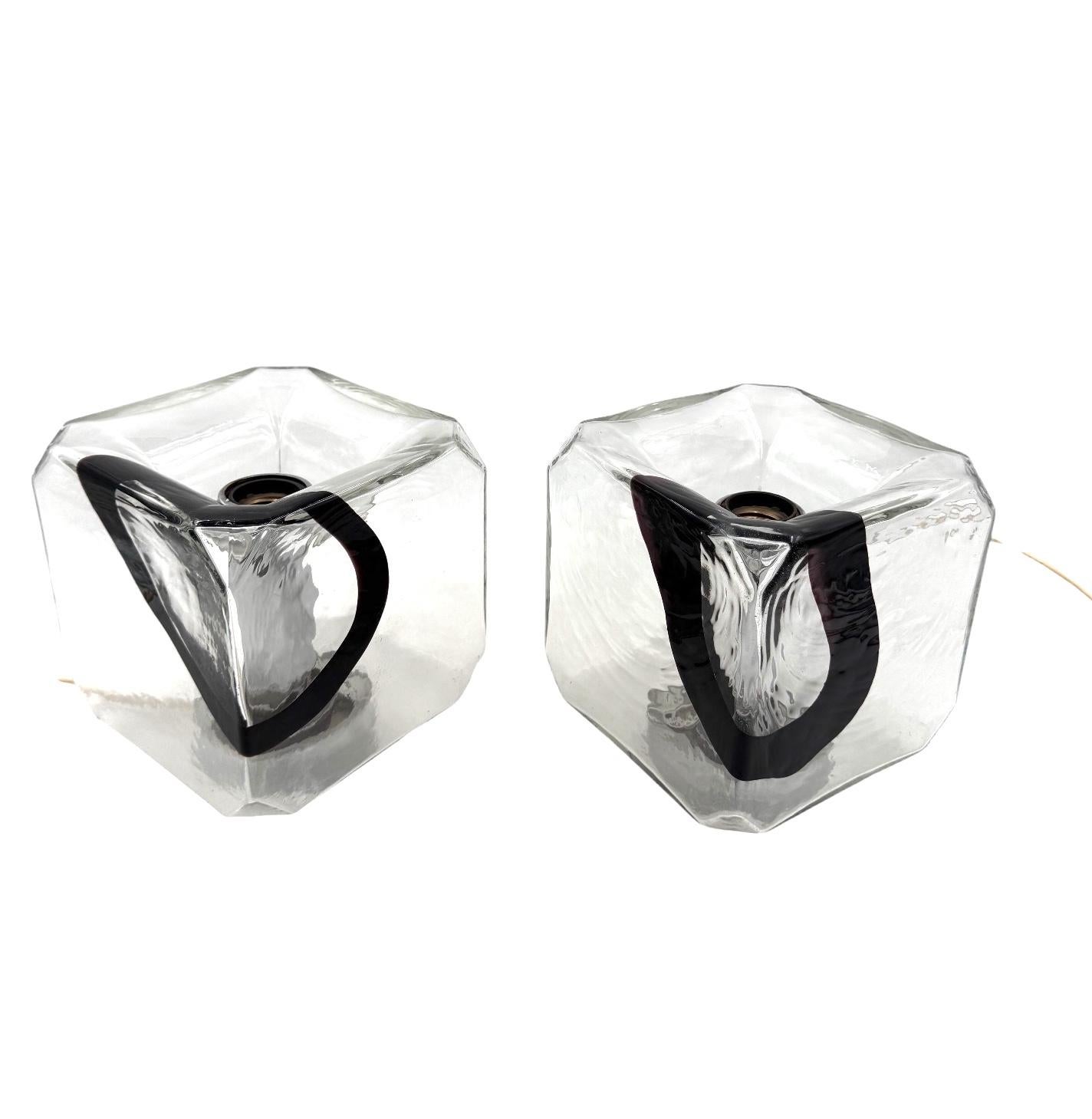 Fratelli Toso, Pair of Murano blown glass lamps, F.lli Toso, Murano Italy 1970s For Sale 8