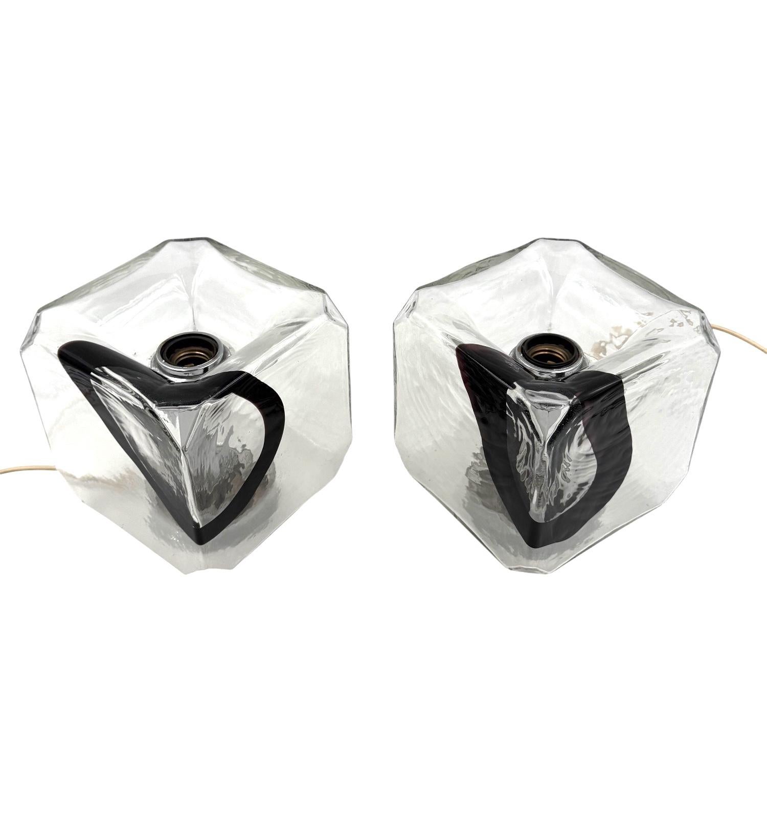 Fratelli Toso, Pair of Murano blown glass lamps, F.lli Toso, Murano Italy 1970s For Sale 10