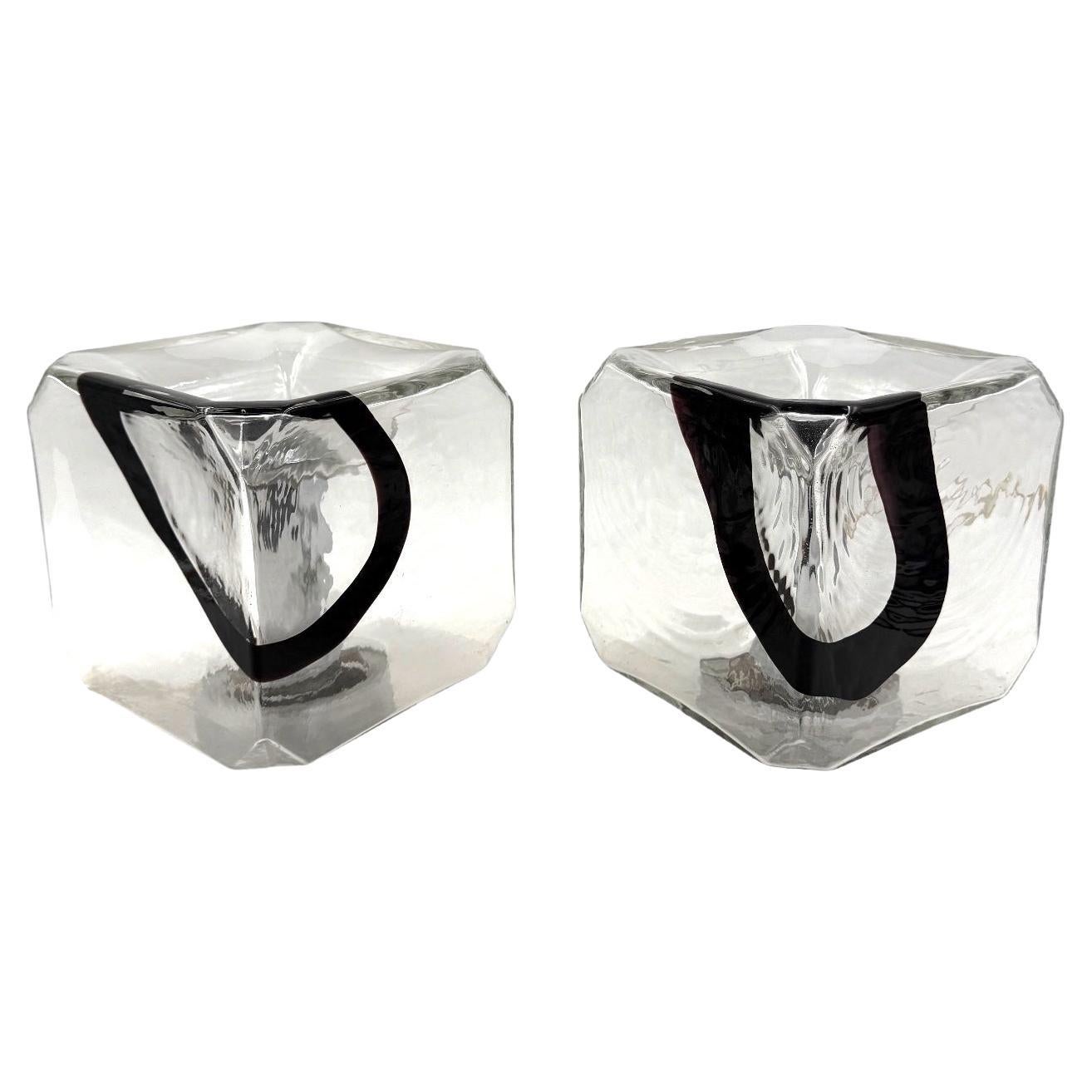 Fratelli Toso, Pair of Murano blown glass lamps, F.lli Toso, Murano Italy 1970s