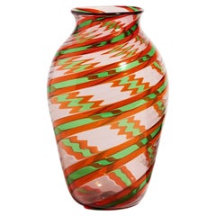 Fratelli Toso Pale Purple, Green, Orange Swirled Vase