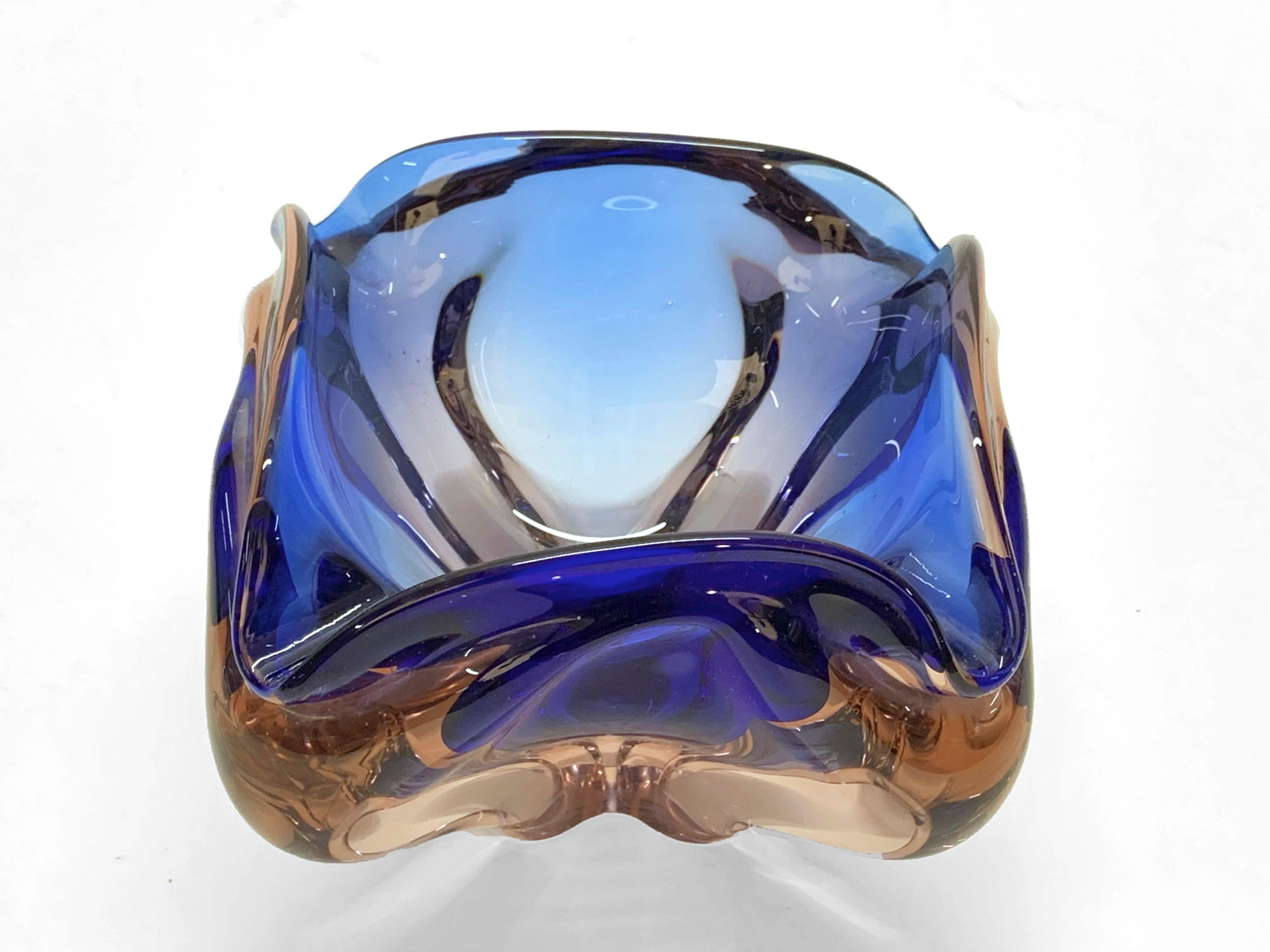 Fratelli Toso Purple, Blue and Pink Sommerso Murano Glass Italian Bowl, 1960s 8