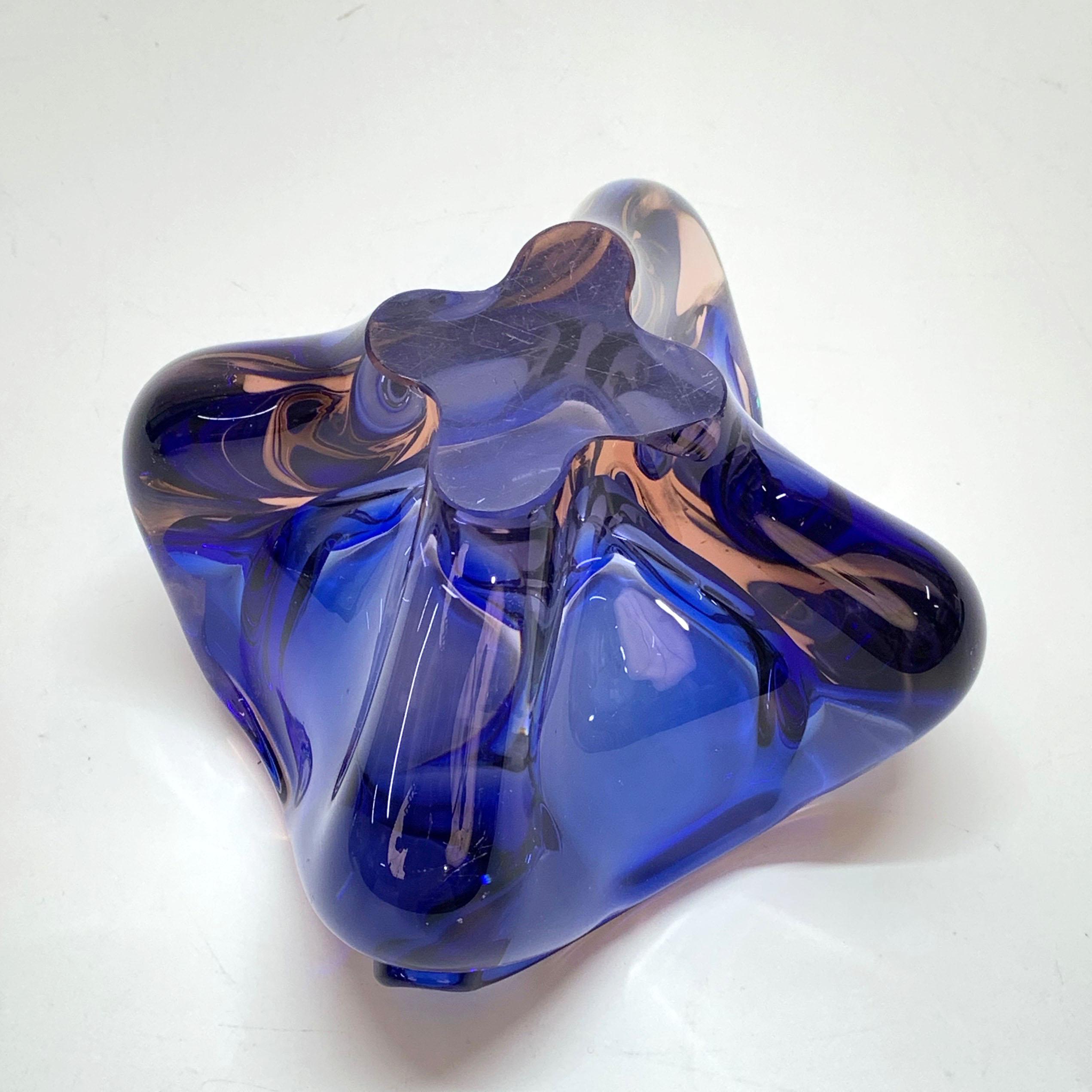 Fratelli Toso Purple, Blue and Pink Sommerso Murano Glass Italian Bowl, 1960s 9