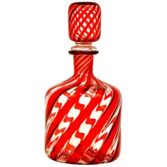 Fratelli Toso Red Murano Glass Bottle