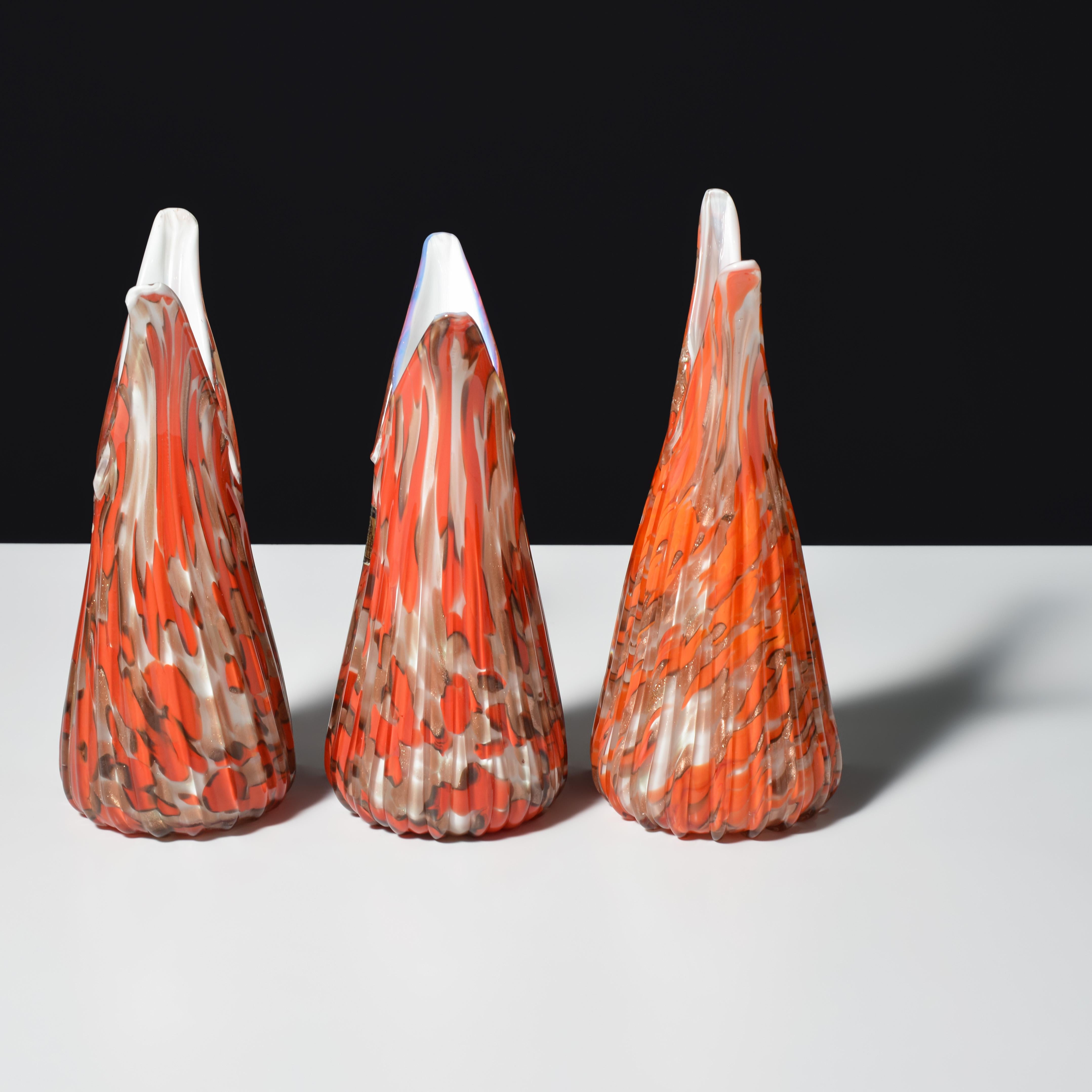 Fratelli Toso Vases, Leslie Pina Collection, Priced Each In Good Condition For Sale In Lake Worth Beach, FL