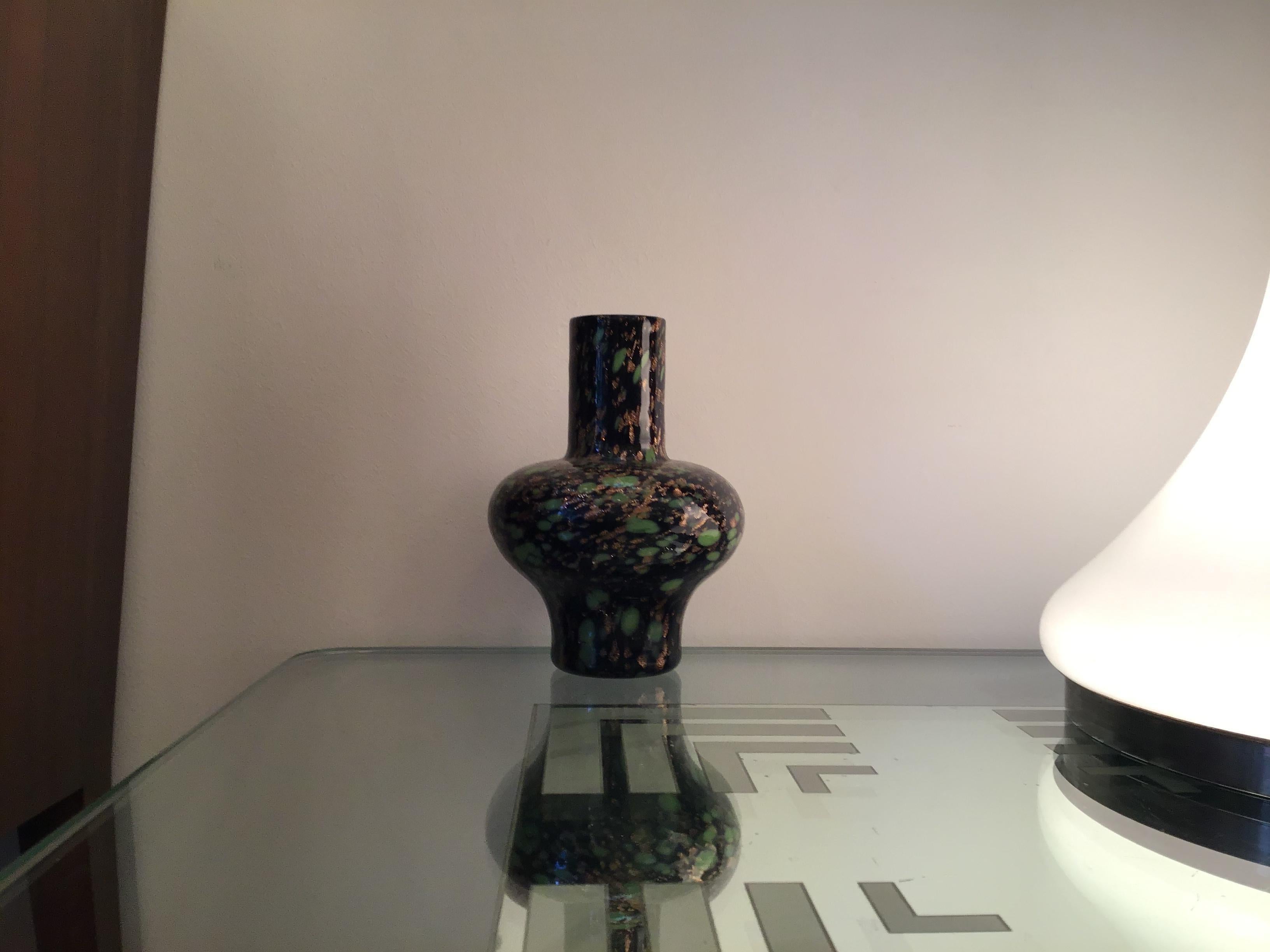 Vase aus Muranoglas von Fratelli Toso Avventurine, 1955, Italien  im Angebot 9