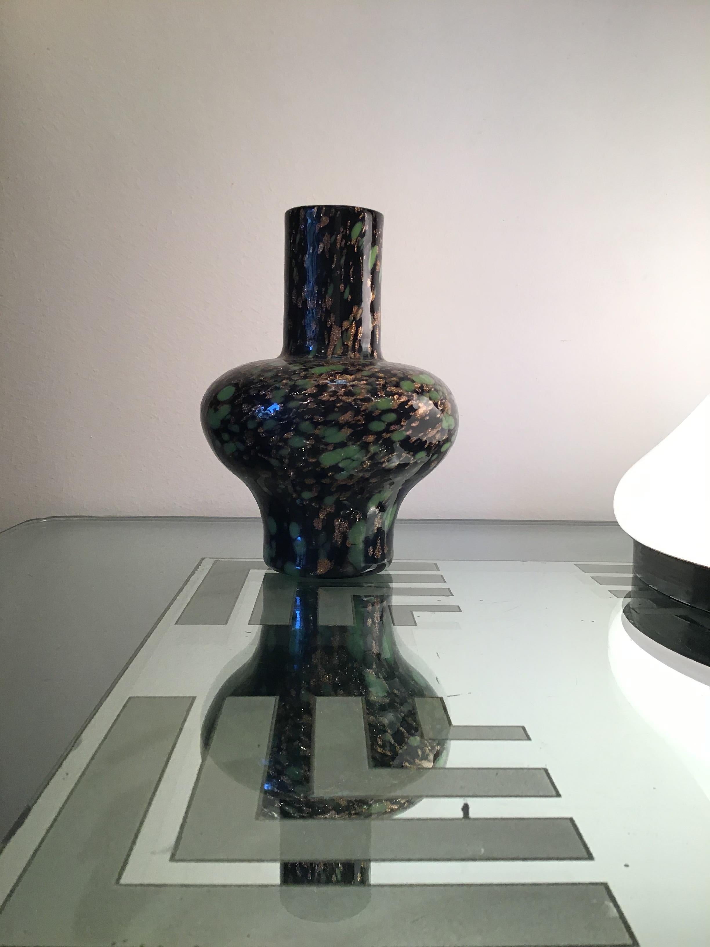 Vase aus Muranoglas von Fratelli Toso Avventurine, 1955, Italien  im Angebot 1