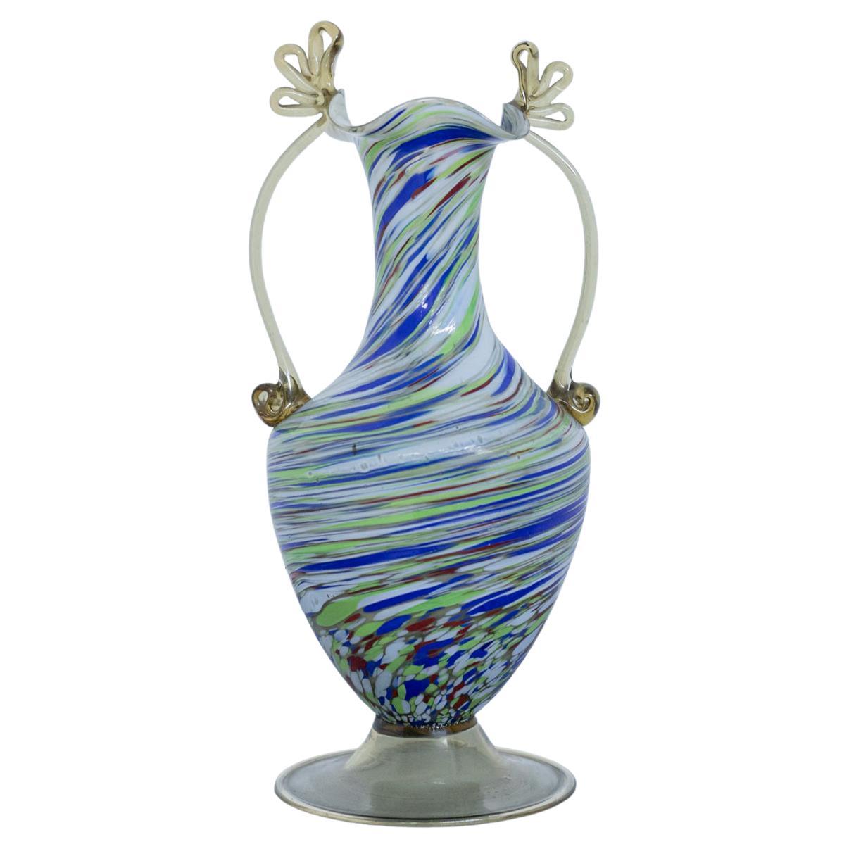 Fratelli Toso Vintage Colored Murano Glass Vase, 1920s