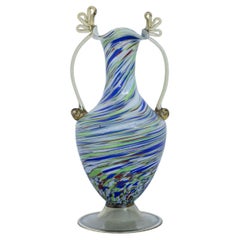 Fratelli Toso Antique Colored Murano Glass Vase, 1920s