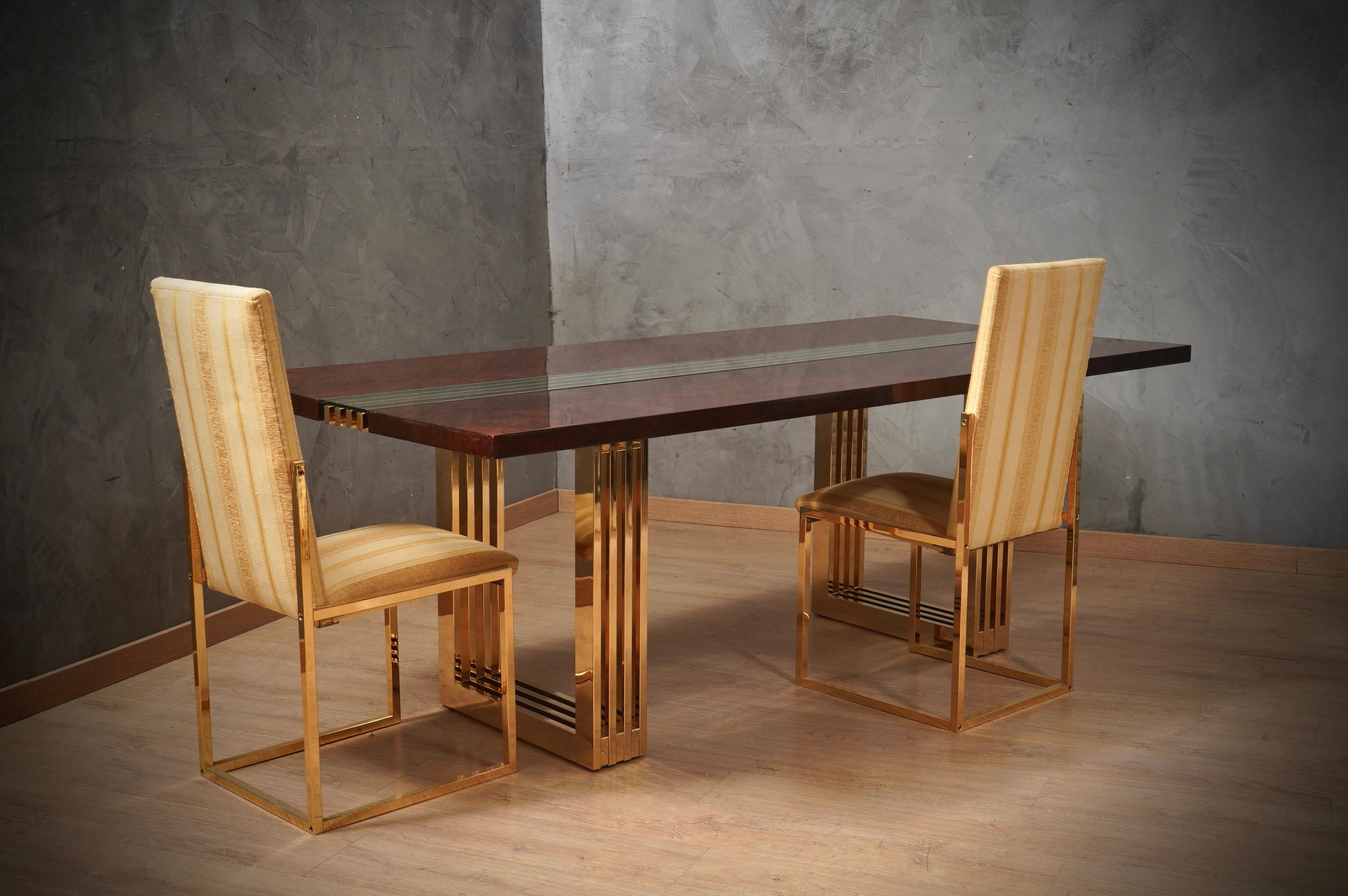 Table de conférence carrée en laiton et verre Fratelli Turri, 1970 en vente 4