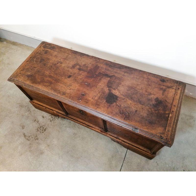 Italian Fratered Chest, Unique Walnut Planks, 1800