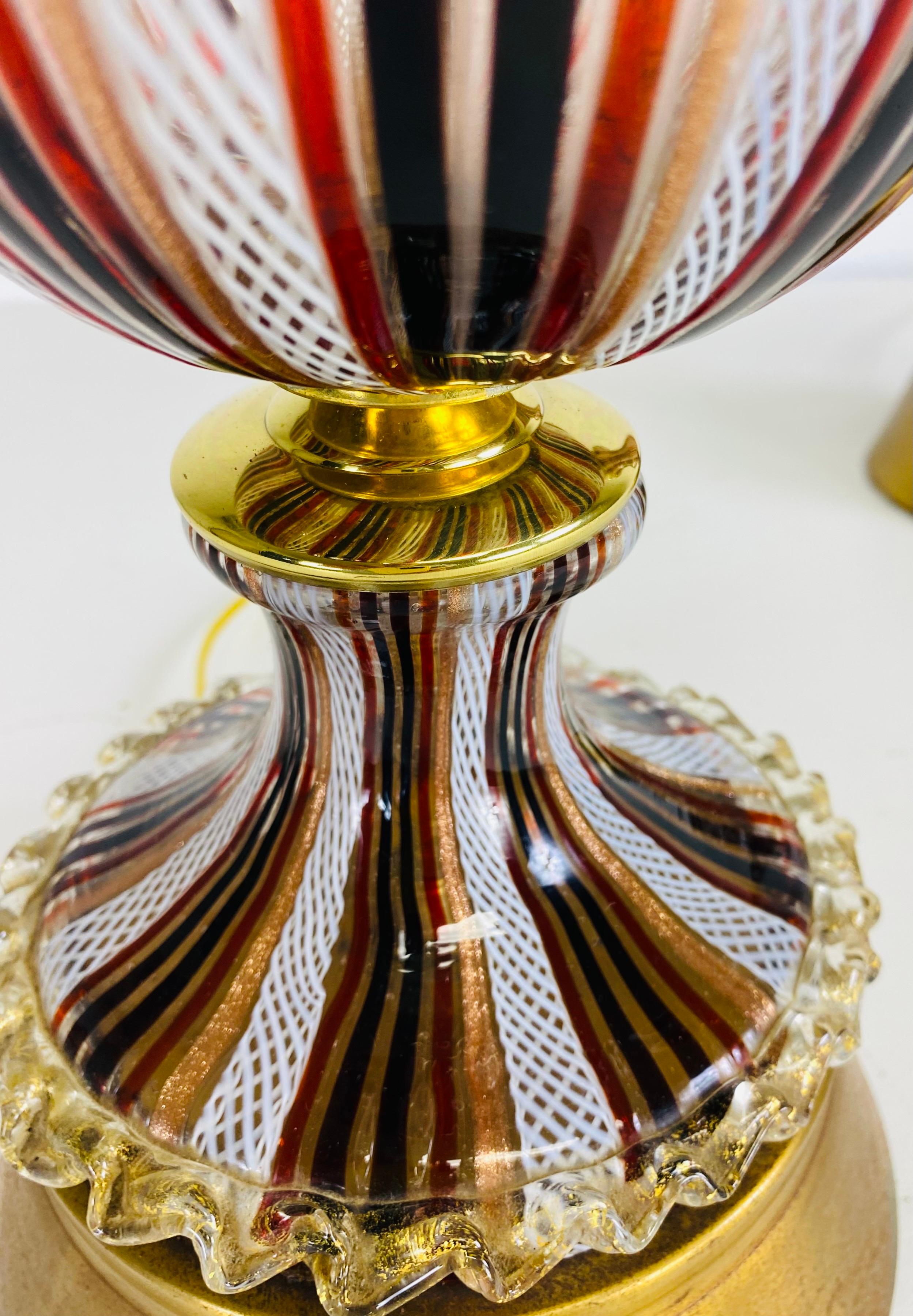 Frattelli Toso Murano Band Italienische Kunstglas-Tischlampen im Angebot 3