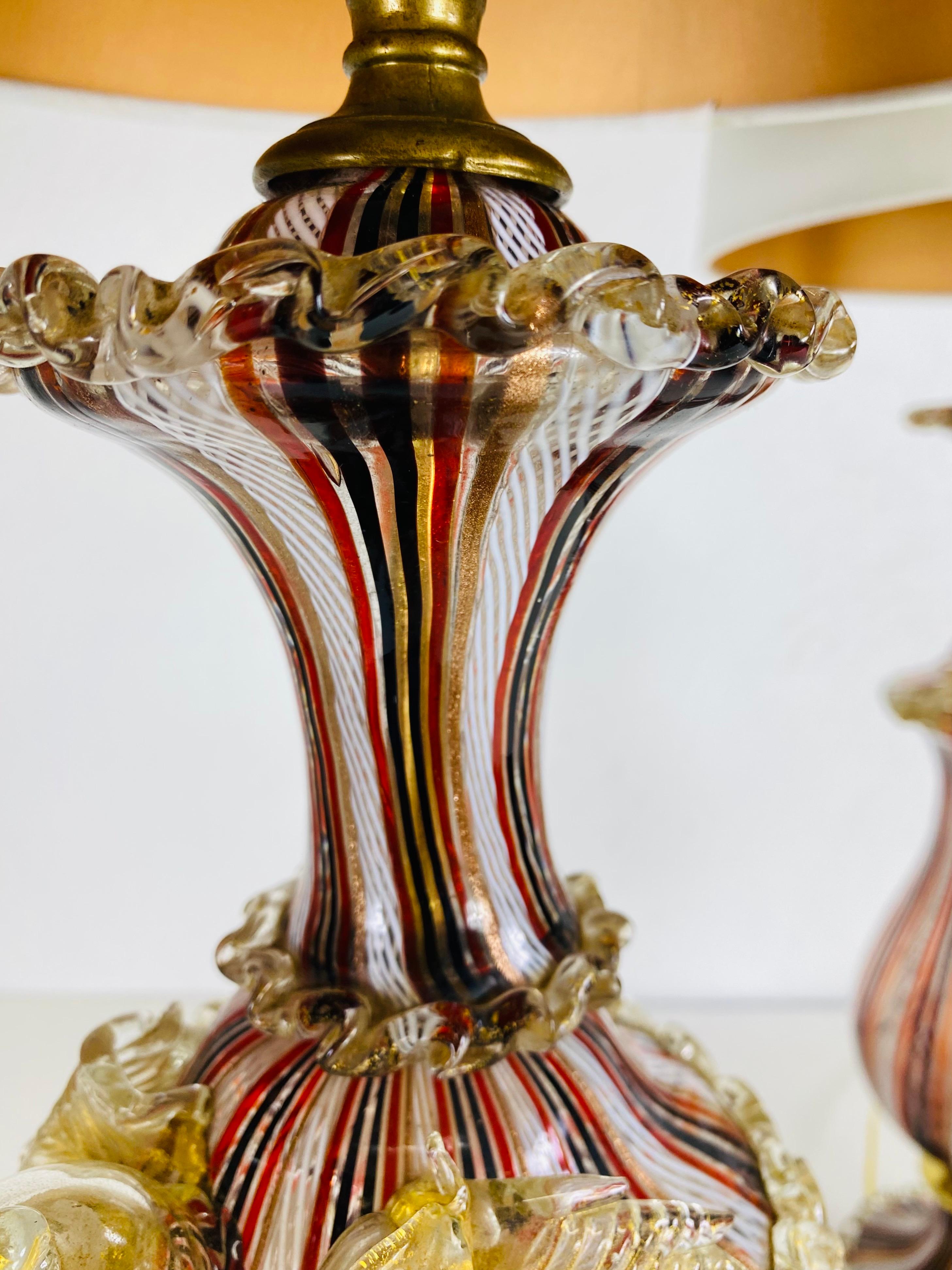 Frattelli Toso Murano Band Italienische Kunstglas-Tischlampen im Angebot 4