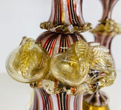 Frattelli Toso Murano ribbon Italian art glass table lamps