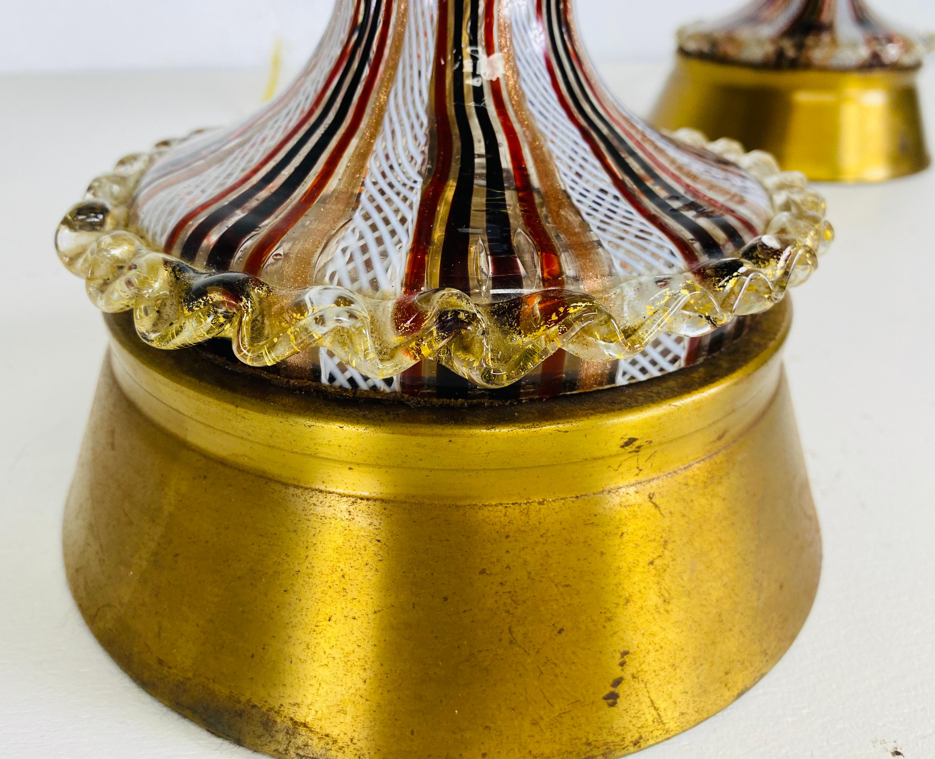 Frattelli Toso Murano Band Italienische Kunstglas-Tischlampen (Moderne der Mitte des Jahrhunderts) im Angebot