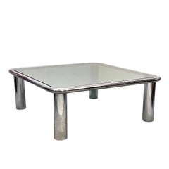 Frattini Midcentury Chrome Smoked Glass "Sesann" Coffee Table for Cassina, 1968