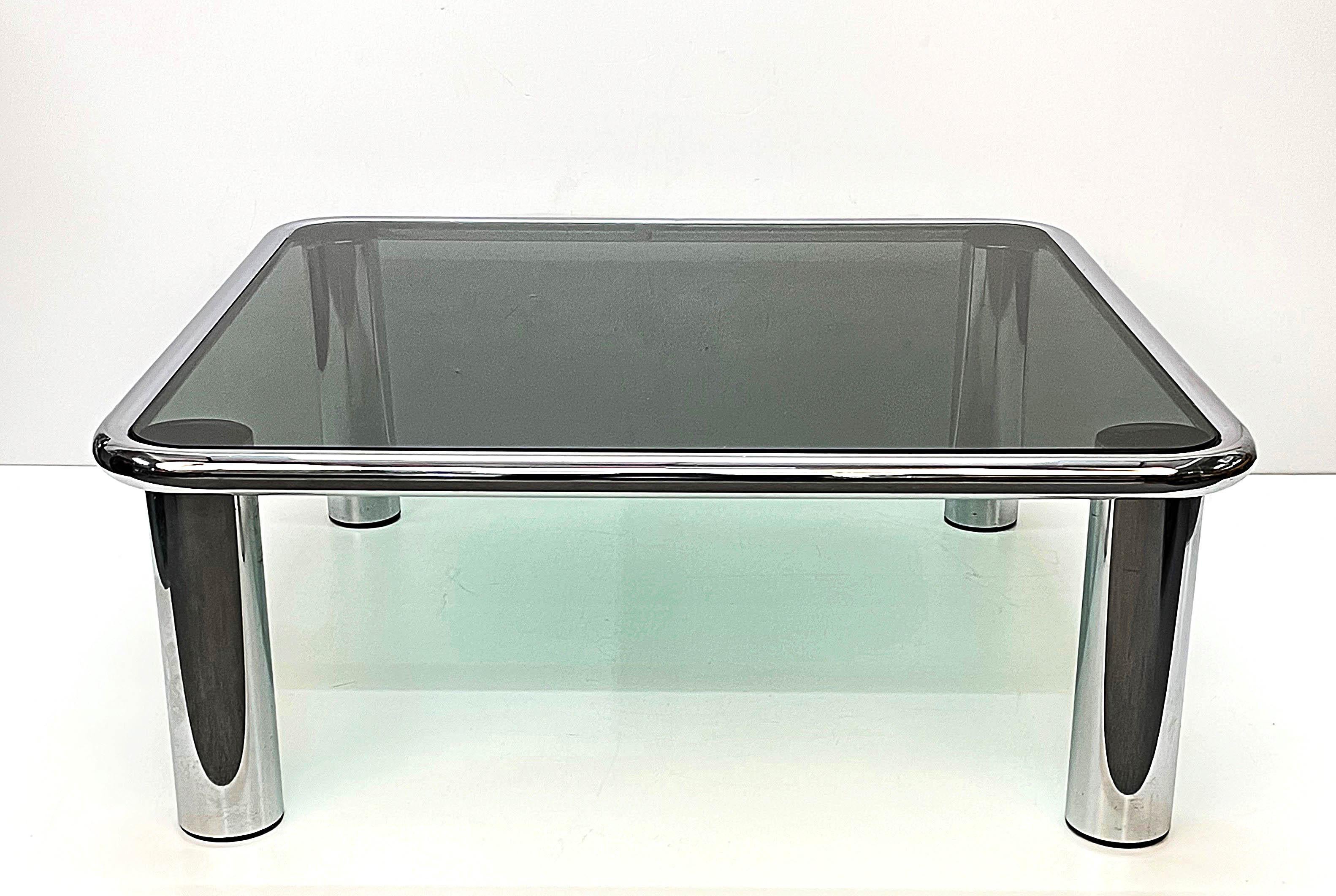 chrome smoked glass coffee table