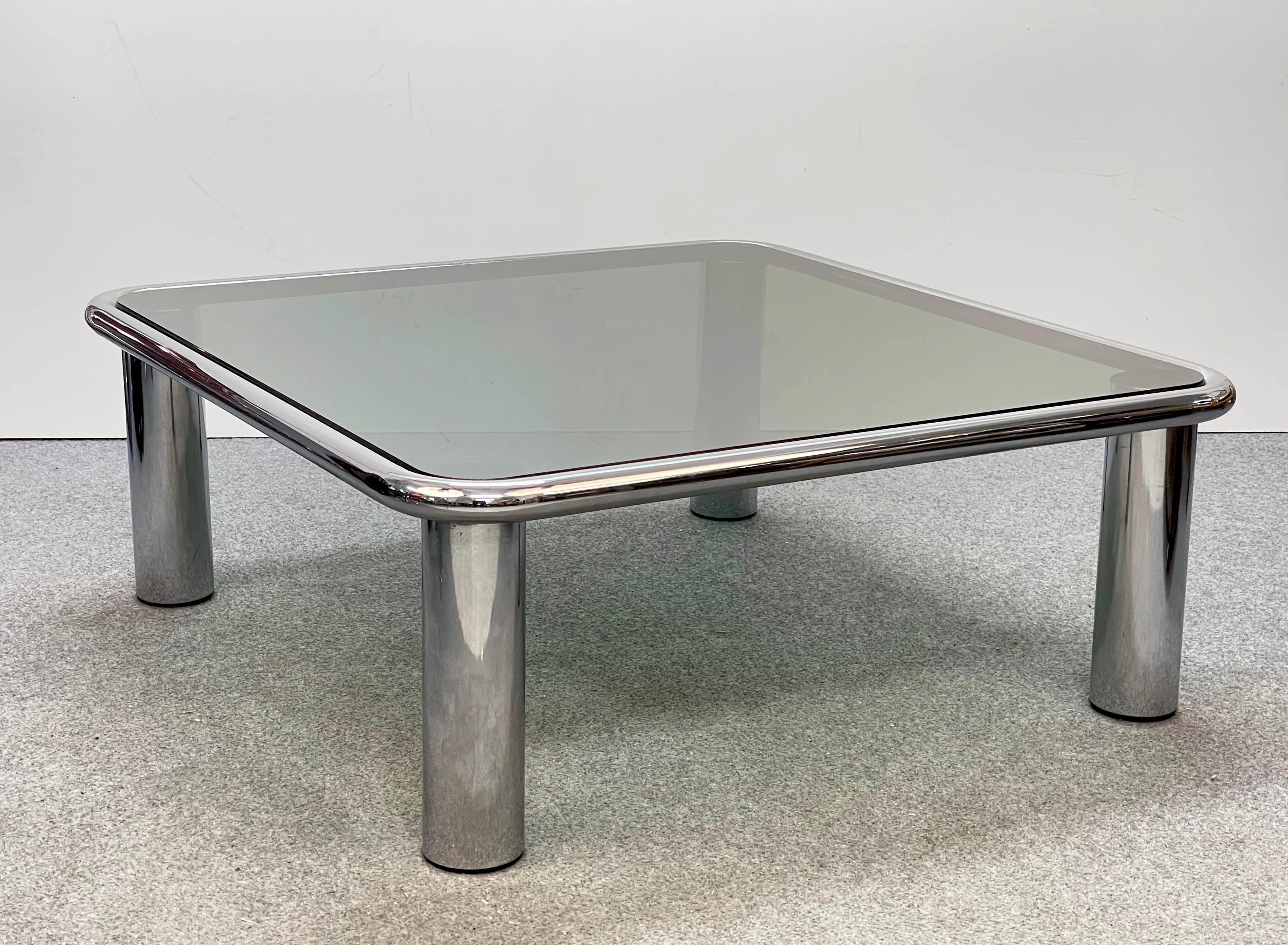 Mid-20th Century Frattini Midcentury Chrome Smoked Glass 