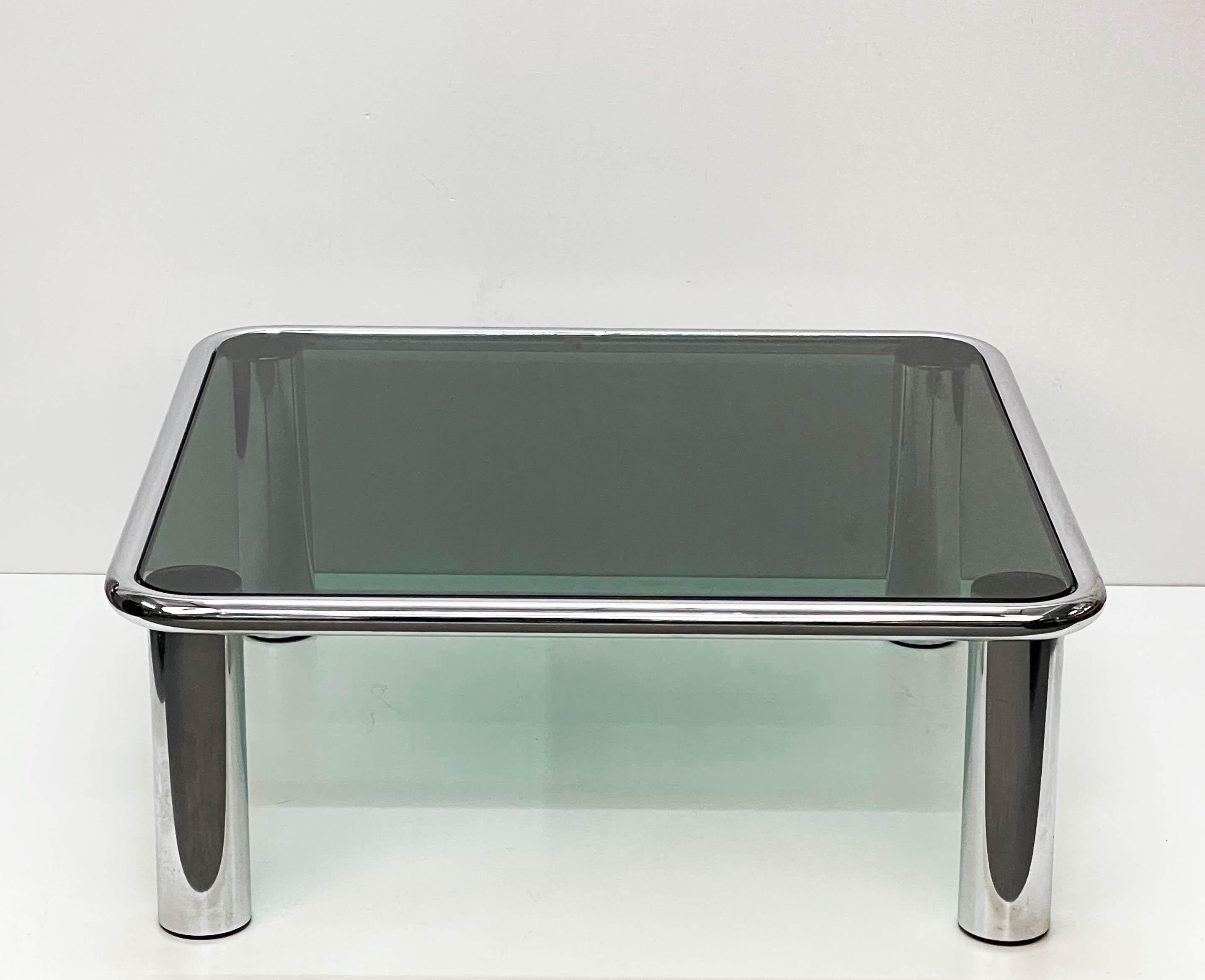 Mid-20th Century Frattini Midcentury Chrome Smoked Glass 