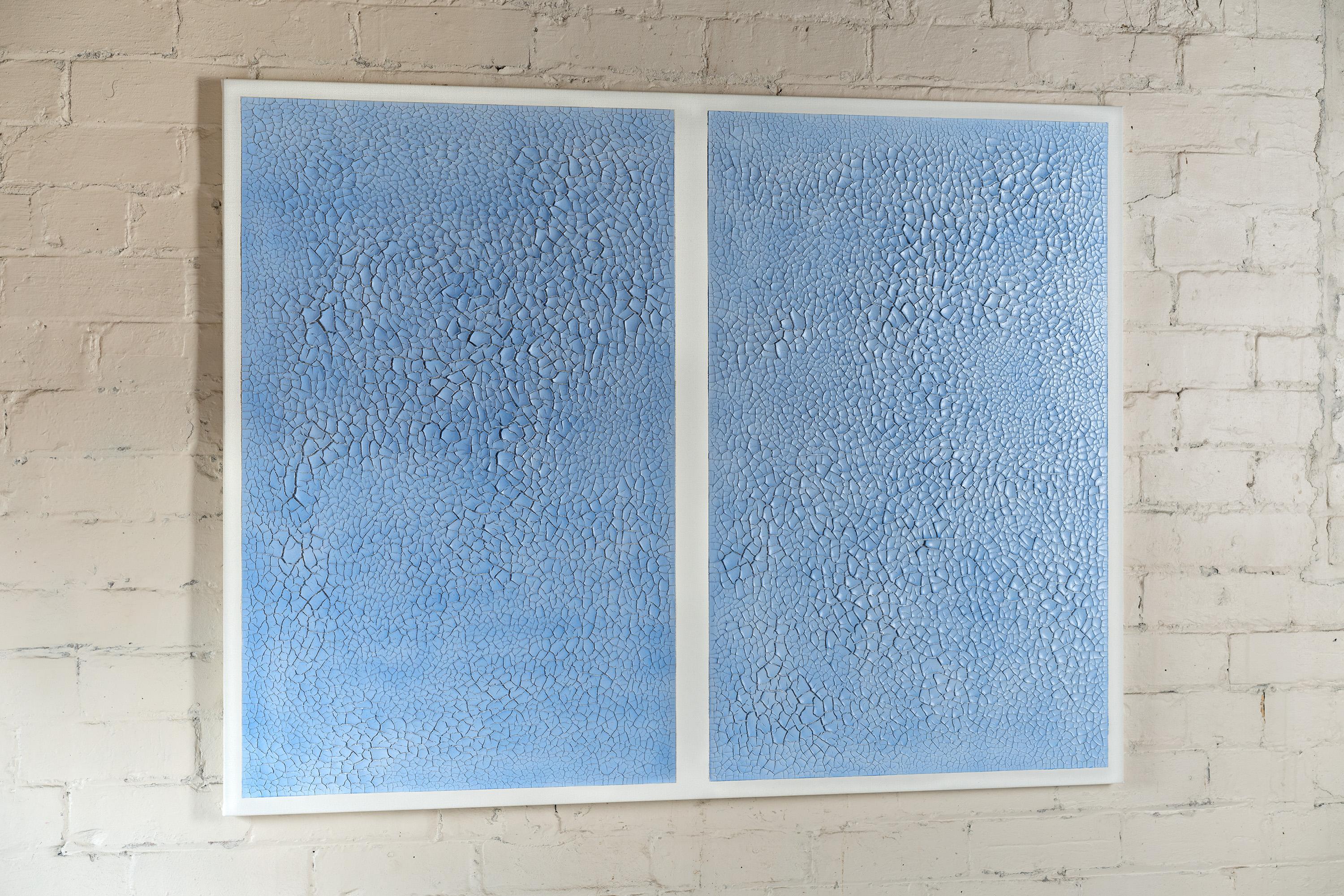 Fratturato Azzurro, Gemälde-Wandskulptur von Kris Lamba Studio (Postmoderne) im Angebot