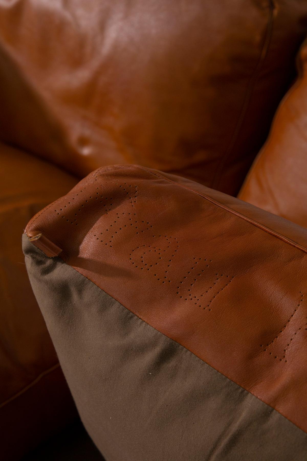 Frau Italian leather sofa by Tito Agnoli, Poppy model For Sale 5