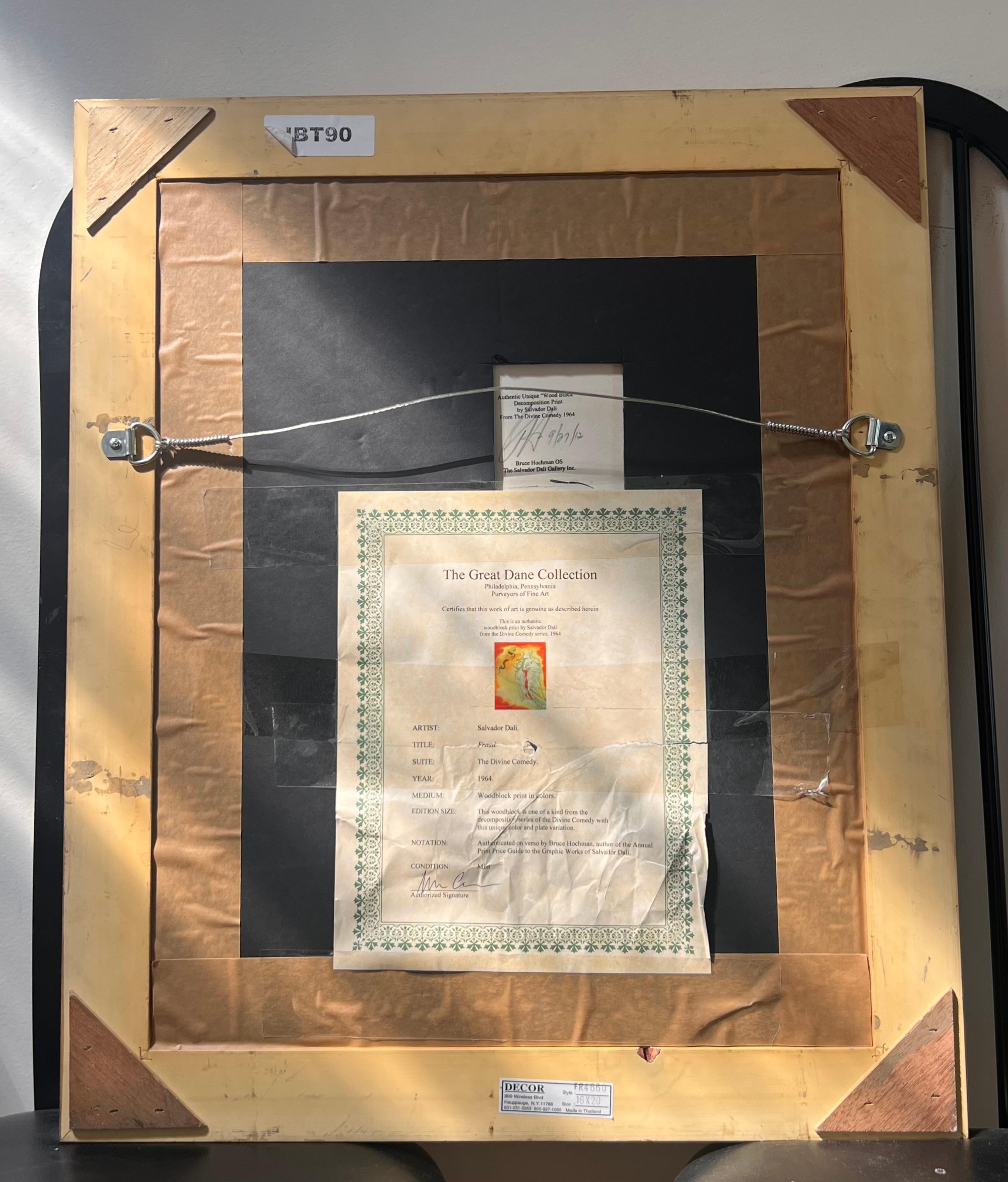 Un'autentica stampa su blocco di legno di Salvador Dalì, incorniciata, 1964 in vendita 4