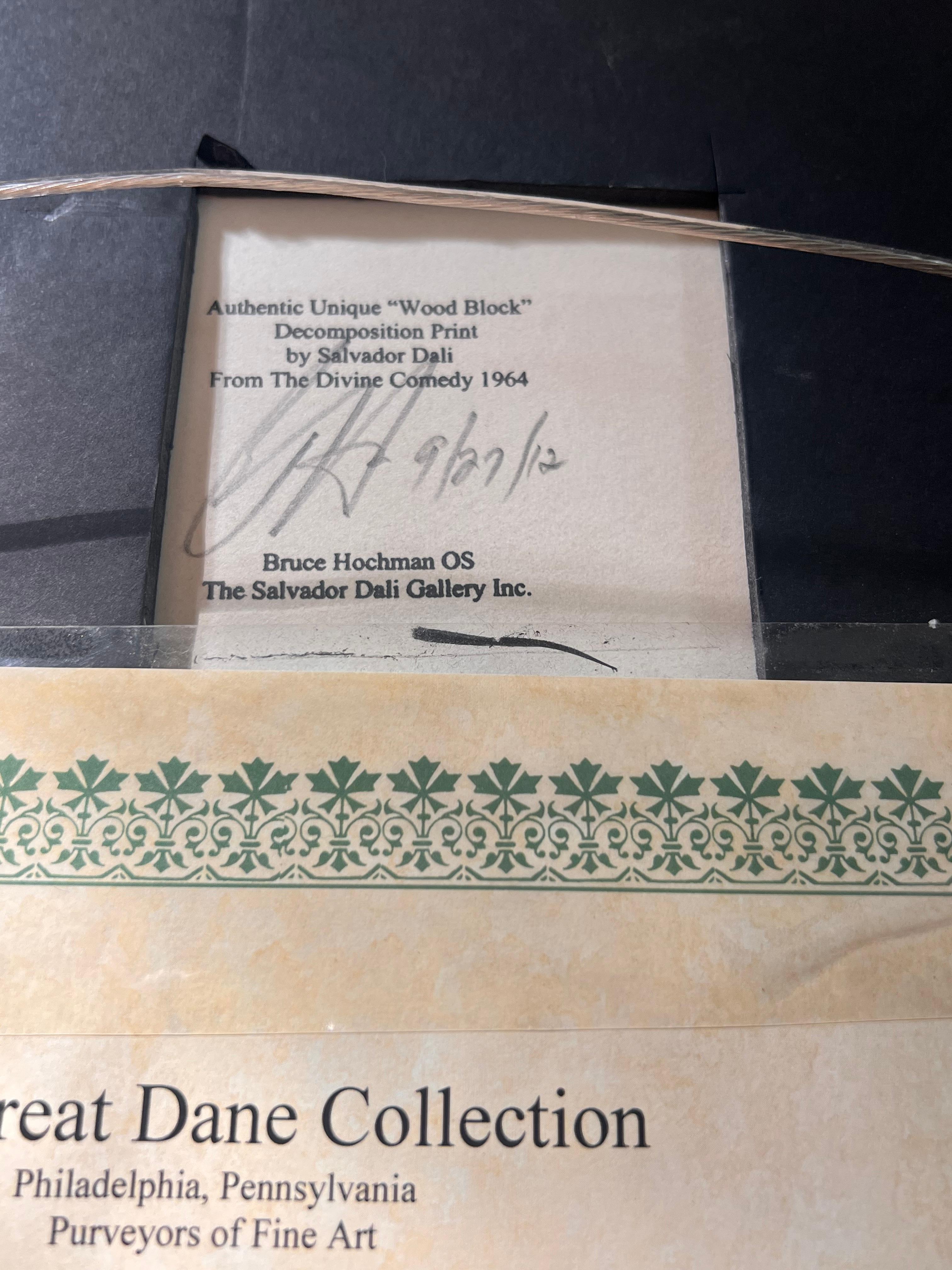 Un'autentica stampa su blocco di legno di Salvador Dalì, incorniciata, 1964 in vendita 5