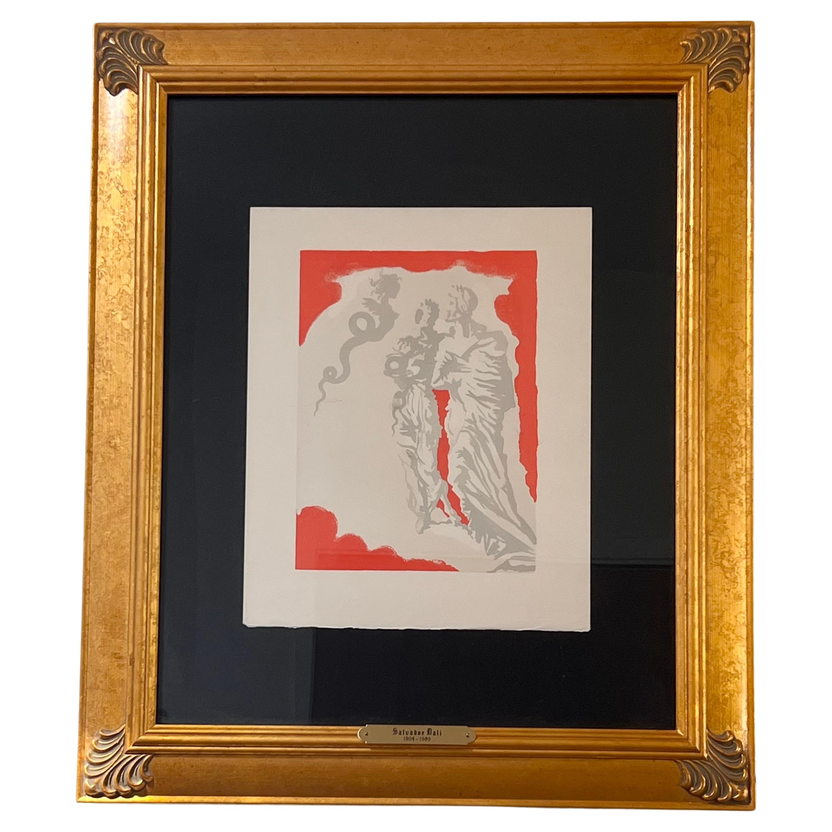 An authentic woodblock print by Salvador Dali, framed, 1964