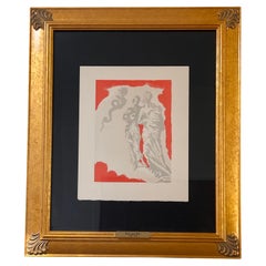 Ein authentischer Holzschnitt von Salvador Dali, gerahmt, 1964