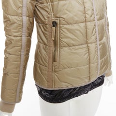 FRAUENSCHUH Edición limitada hecha a mano de nailon caqui con cremallera Chaqueta de nieve XS