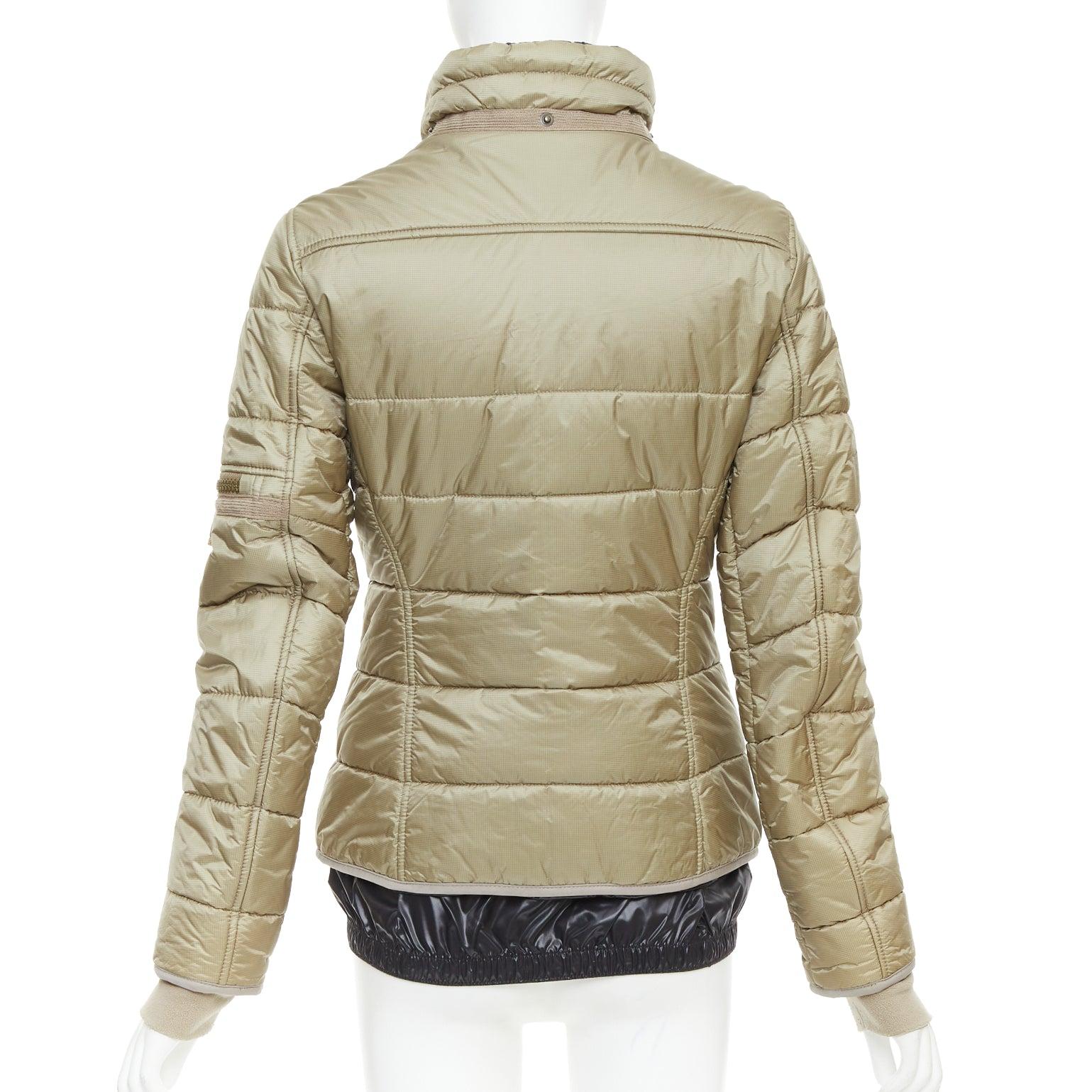 FRAUENSCHUH Edición limitada hecha a mano de nailon caqui con cremallera Chaqueta de nieve XS en venta 1
