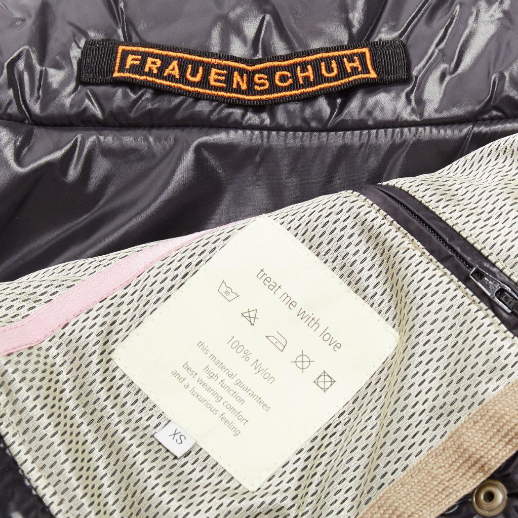 FRAUENSCHUH Edición limitada hecha a mano de nailon caqui con cremallera Chaqueta de nieve XS en venta 4