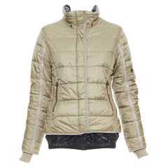 FRAUENSCHUH Limited Edition handcrafted khaki nylon zip snow puffer jacket XS