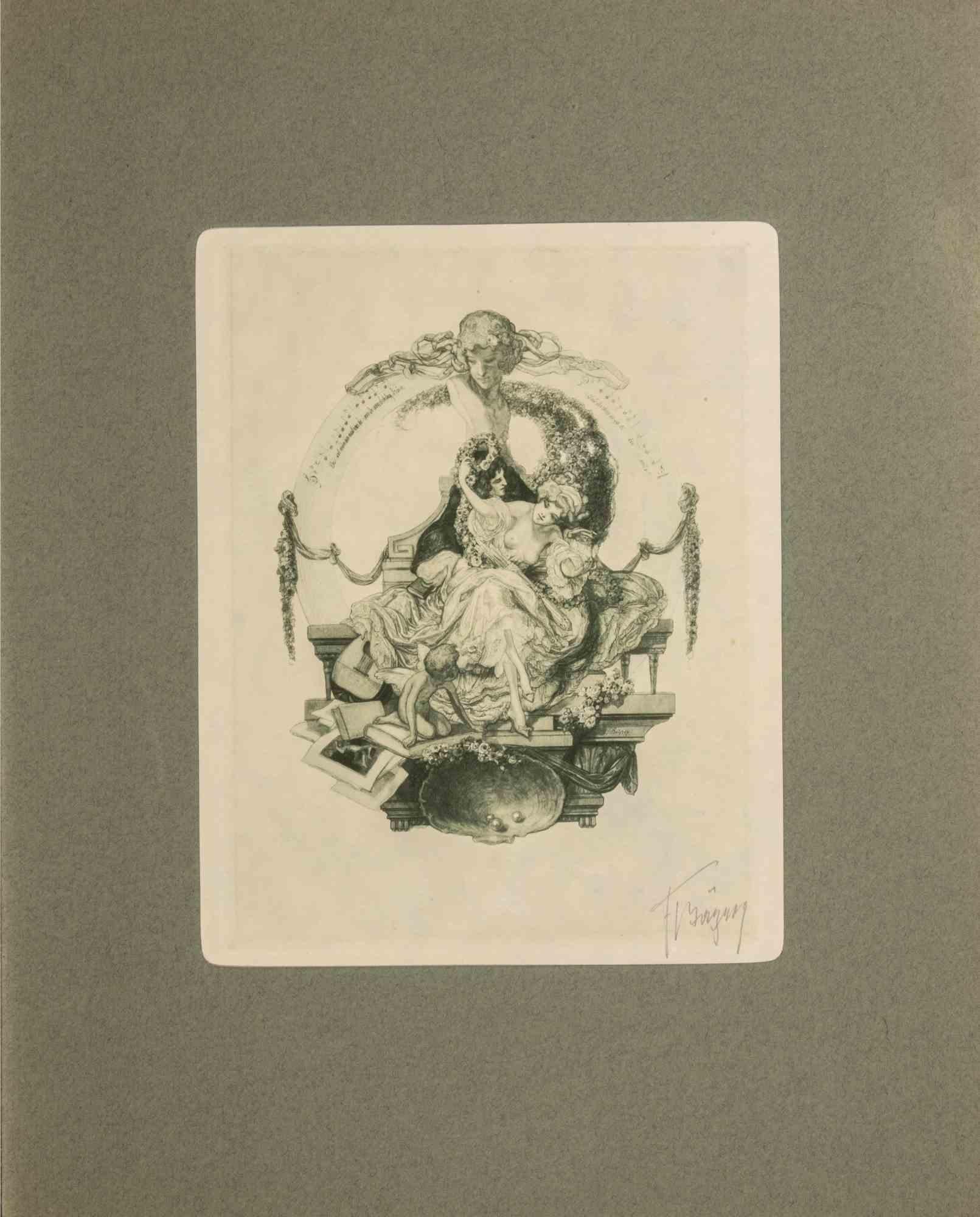 Bayros-Mappe III - Heliograbado de Fraz von Bayros - 1913 en venta 1