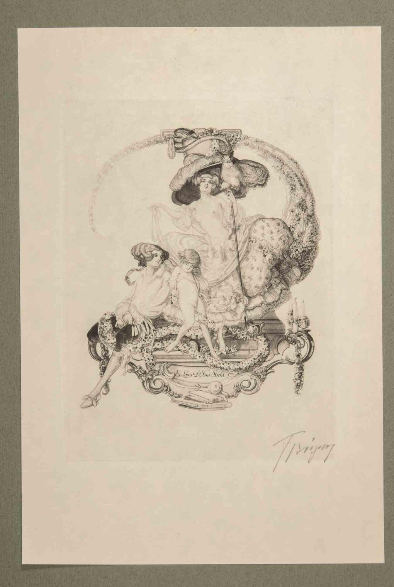 Heliograbado sobre papel japonés realizado por Fraz von Bayros en 1913 para Ex Libris Verlag K. Th. Senger, Múnich.

Montado en passepartout. Edición de 260, firmada a mano a lápiz por el Artista.

Ref. Brettschneider 142.

Muy buen estado.