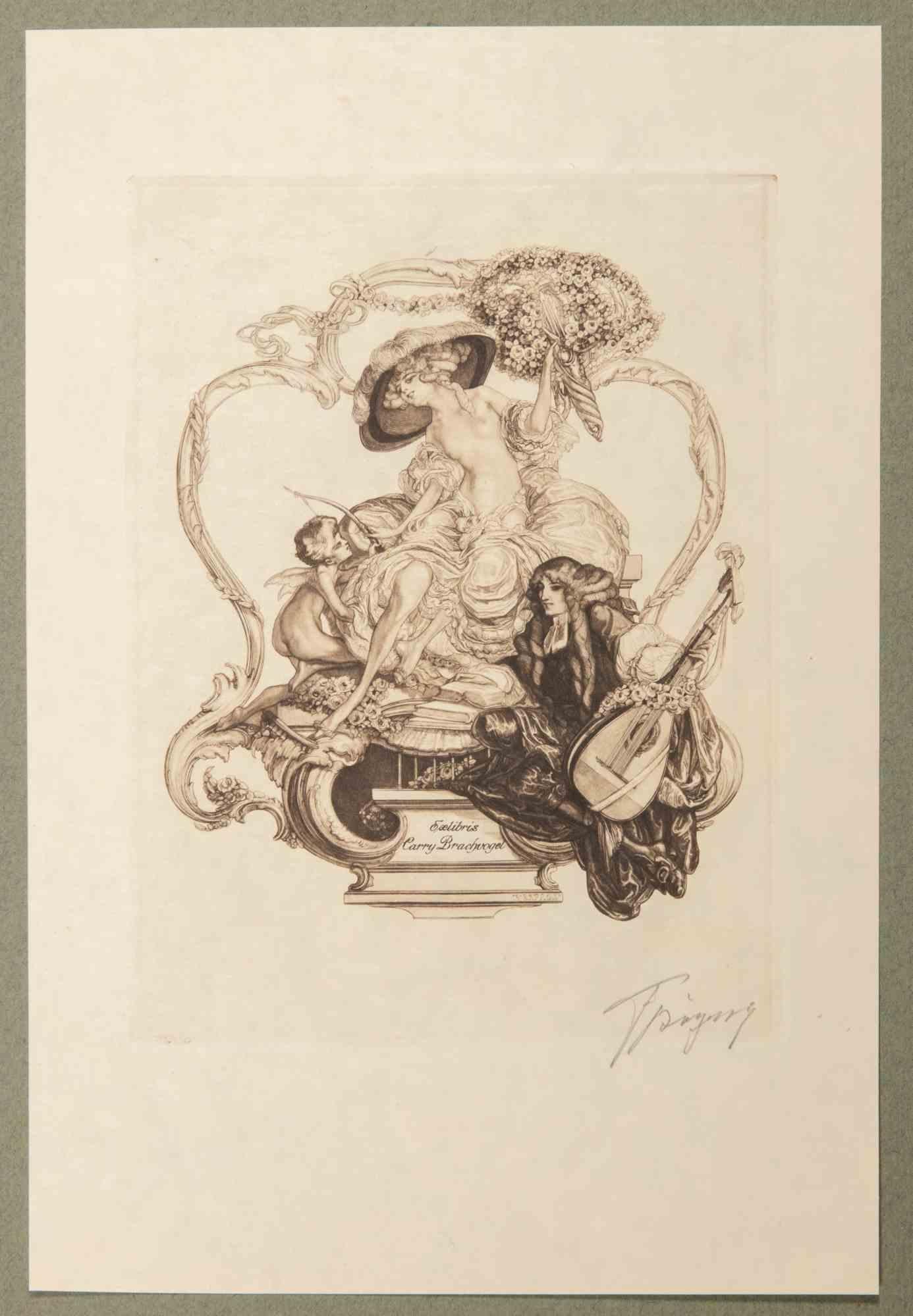 Heliograbado sobre papel japonés realizado por Fraz von Bayros en 1913 para Ex Libris Verlag K. Th. Senger, Múnich.

Montado en passepartout. Edición de 260, firmada a mano a lápiz por el Artista.

Ref. Brettschneider 110.

Muy buen estado.
