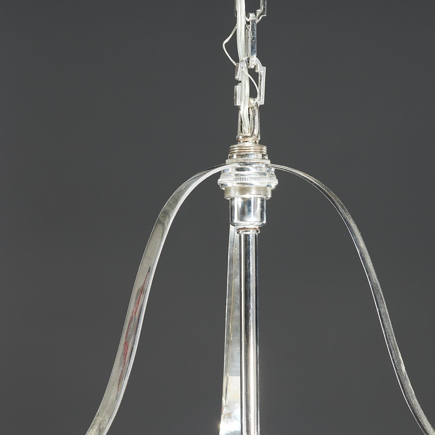 Frazier Designs Large Chromed and Pierced Drum Shade Chandelier In Good Condition For Sale In Morristown, NJ